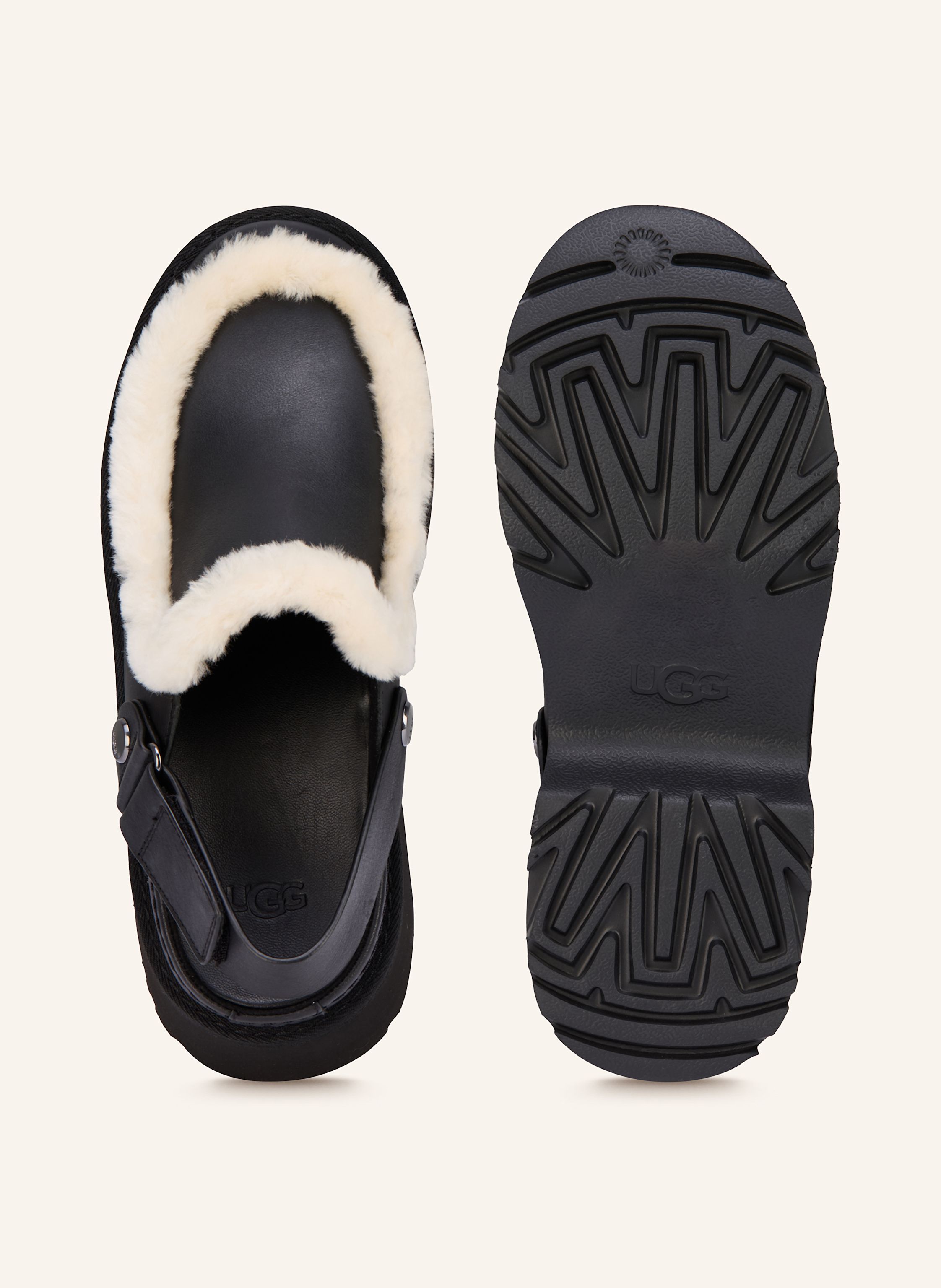 Thumbnail - Ugg Plateau-Mules Esmee Mit Kunstfell schwarz