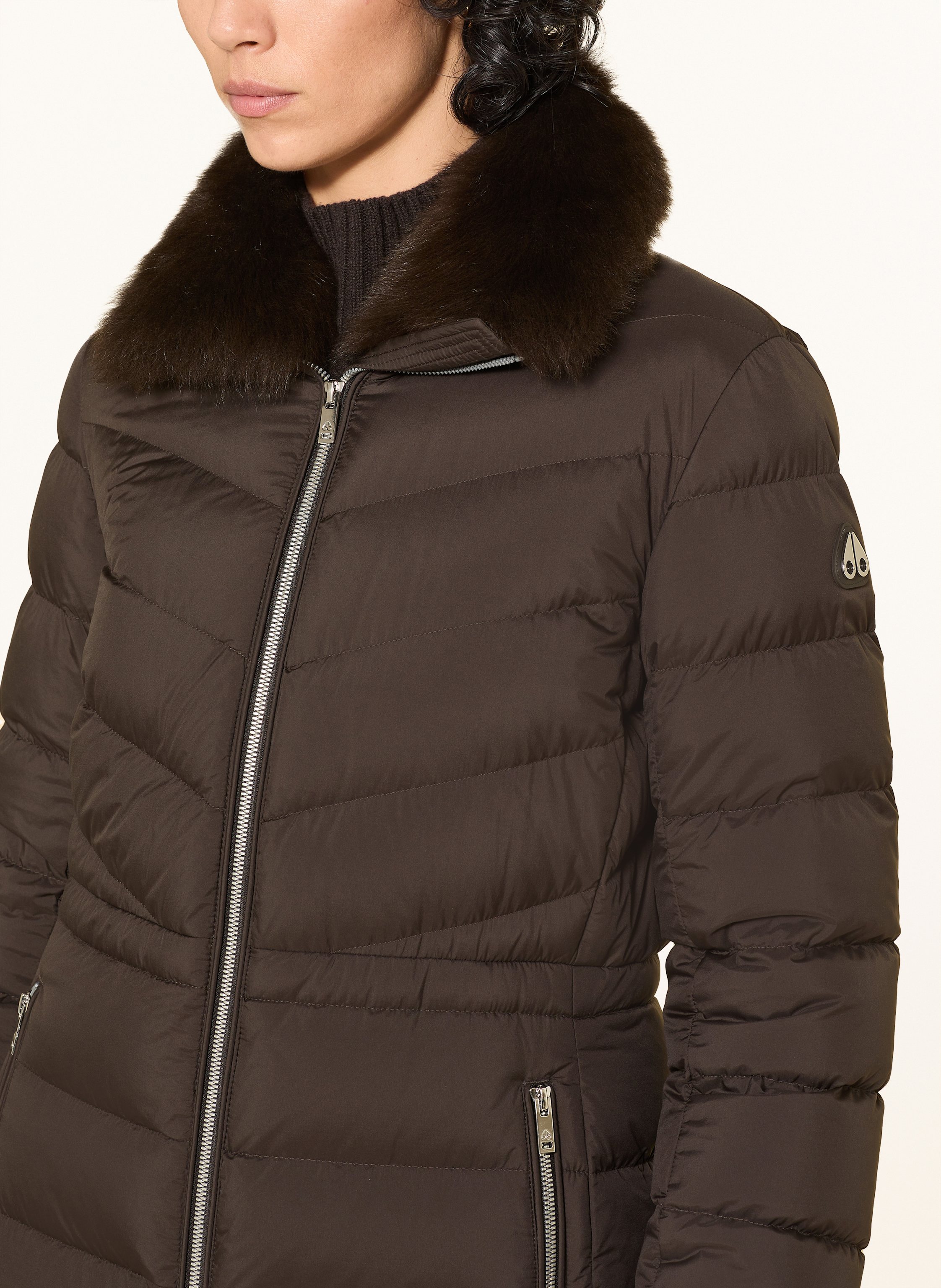 Thumbnail - Moose Knuckles Daunenjacke Belle Cote Mit Abnehmbarem Kunstfell braun