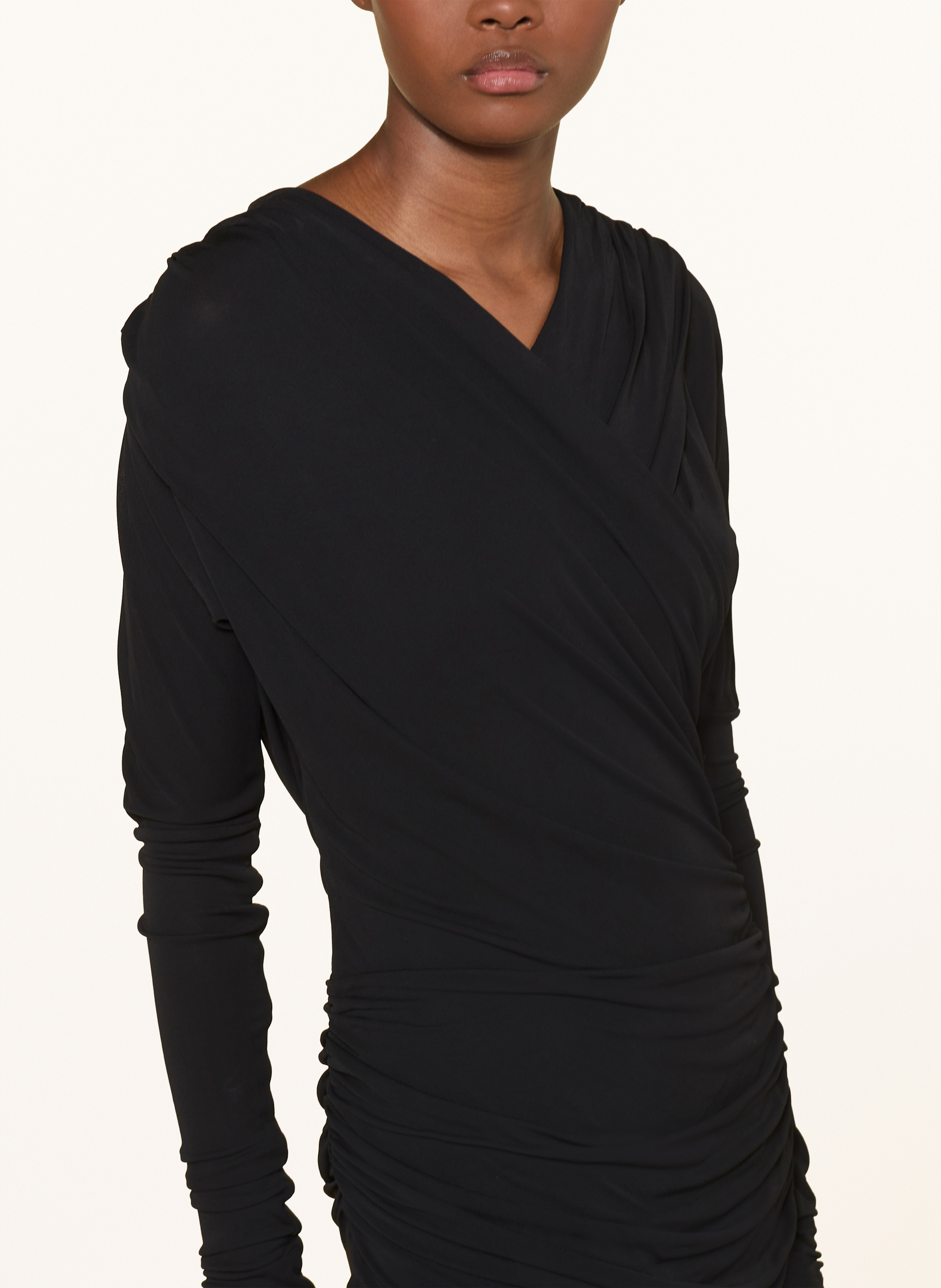 Thumbnail - Ganni Jerseykleid In Wickeloptik schwarz