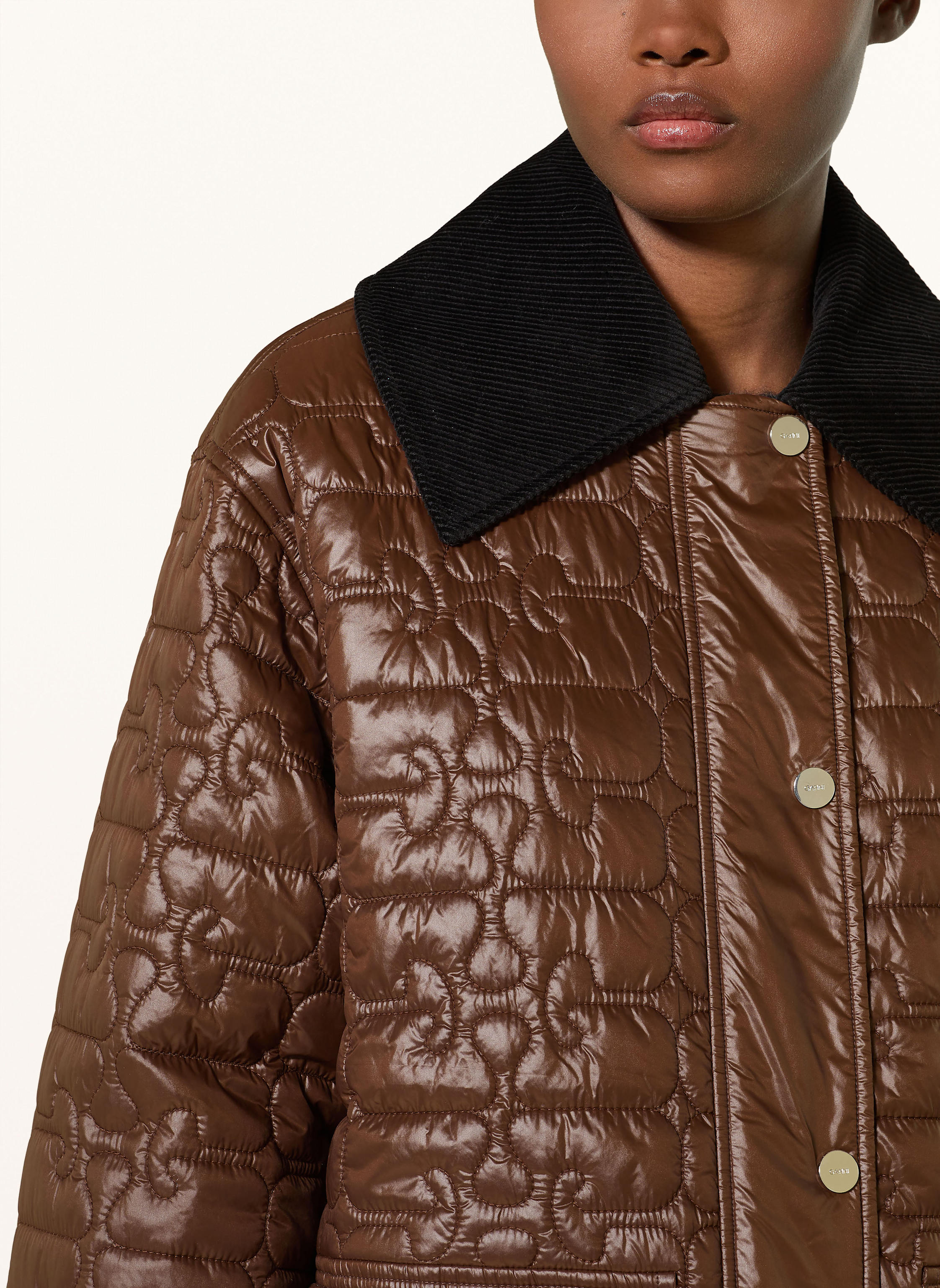 Thumbnail - Ganni Oversized-Steppjacke braun