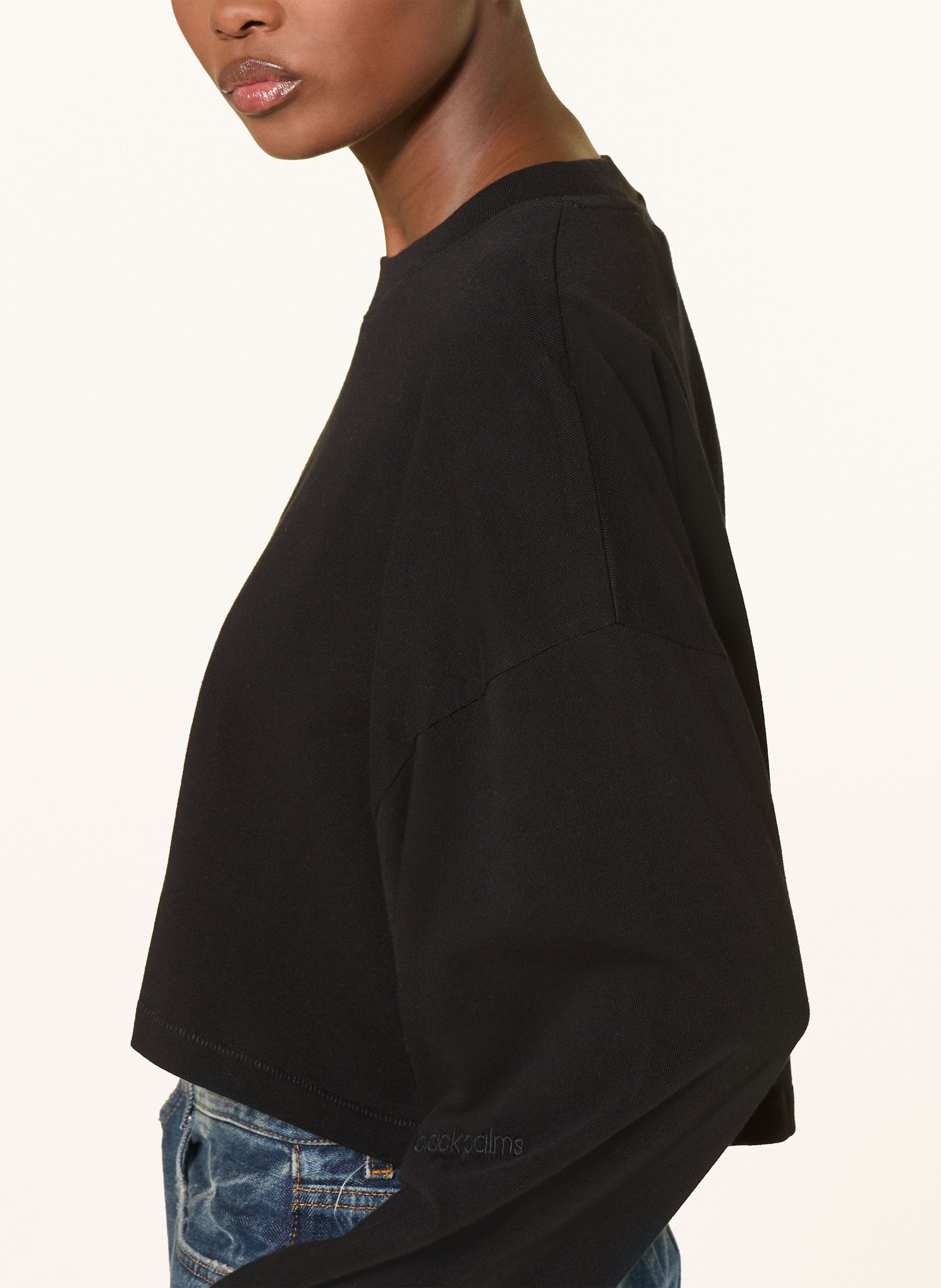 Thumbnail - Black Palms Cropped-Longsleeve schwarz