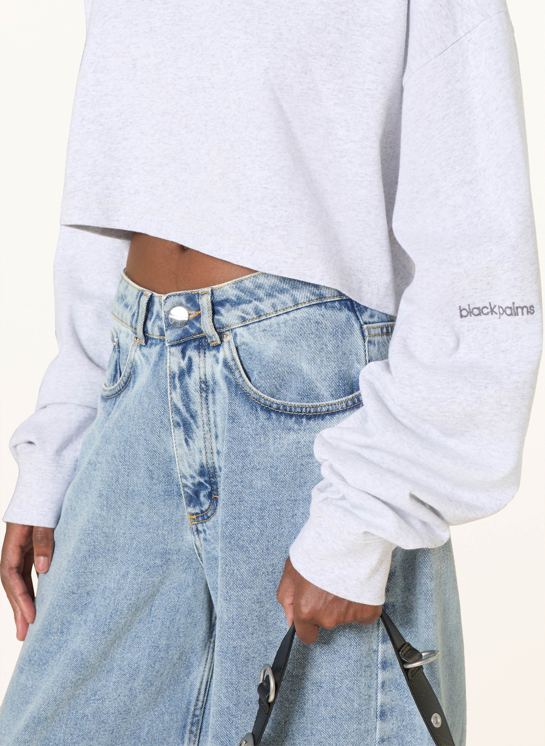 Thumbnail - Black Palms Cropped-Longsleeve grau