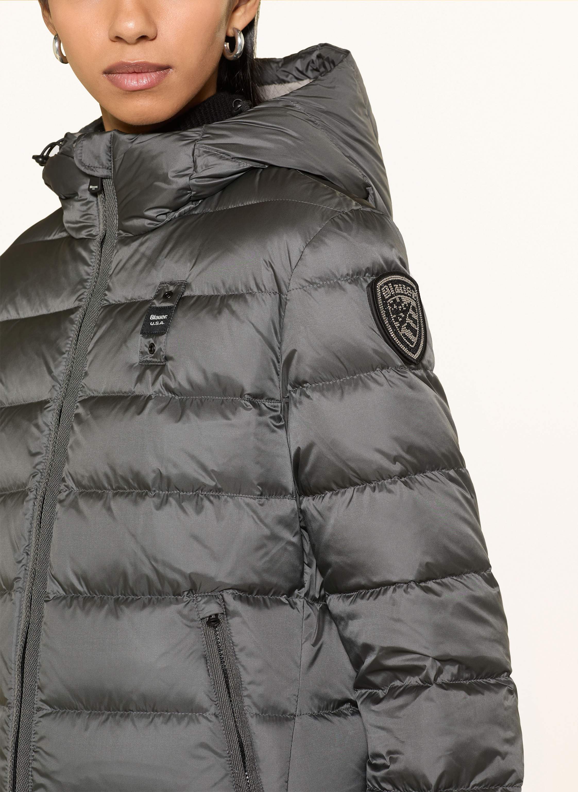 Thumbnail - Blauer Daunenmantel Agnes grau