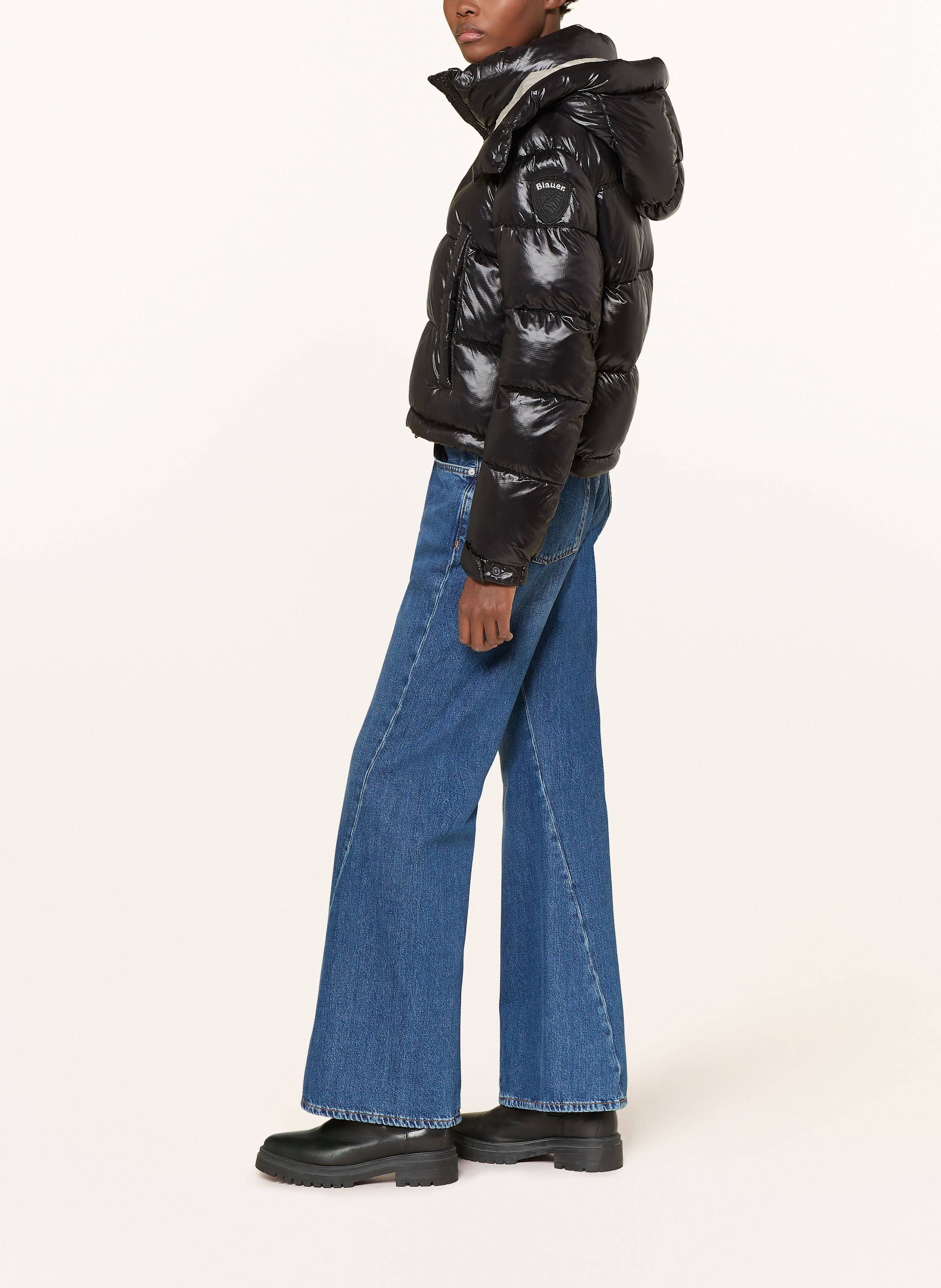 Thumbnail - Blauer Steppjacke Gloria Mit Abnehmbarer Kapuze schwarz