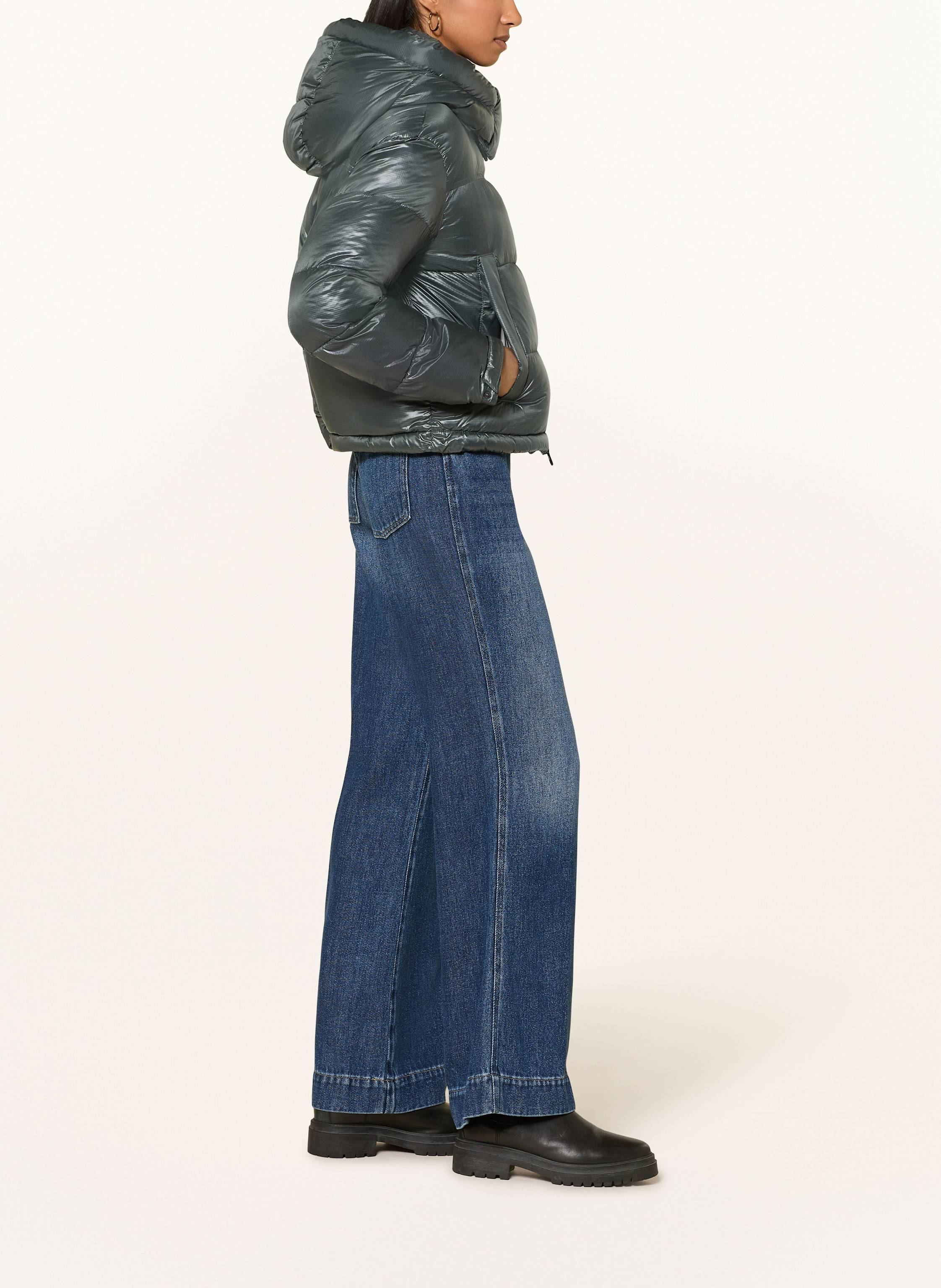 Thumbnail - Blauer Steppjacke Gloria Mit Abnehmbarer Kapuze grau