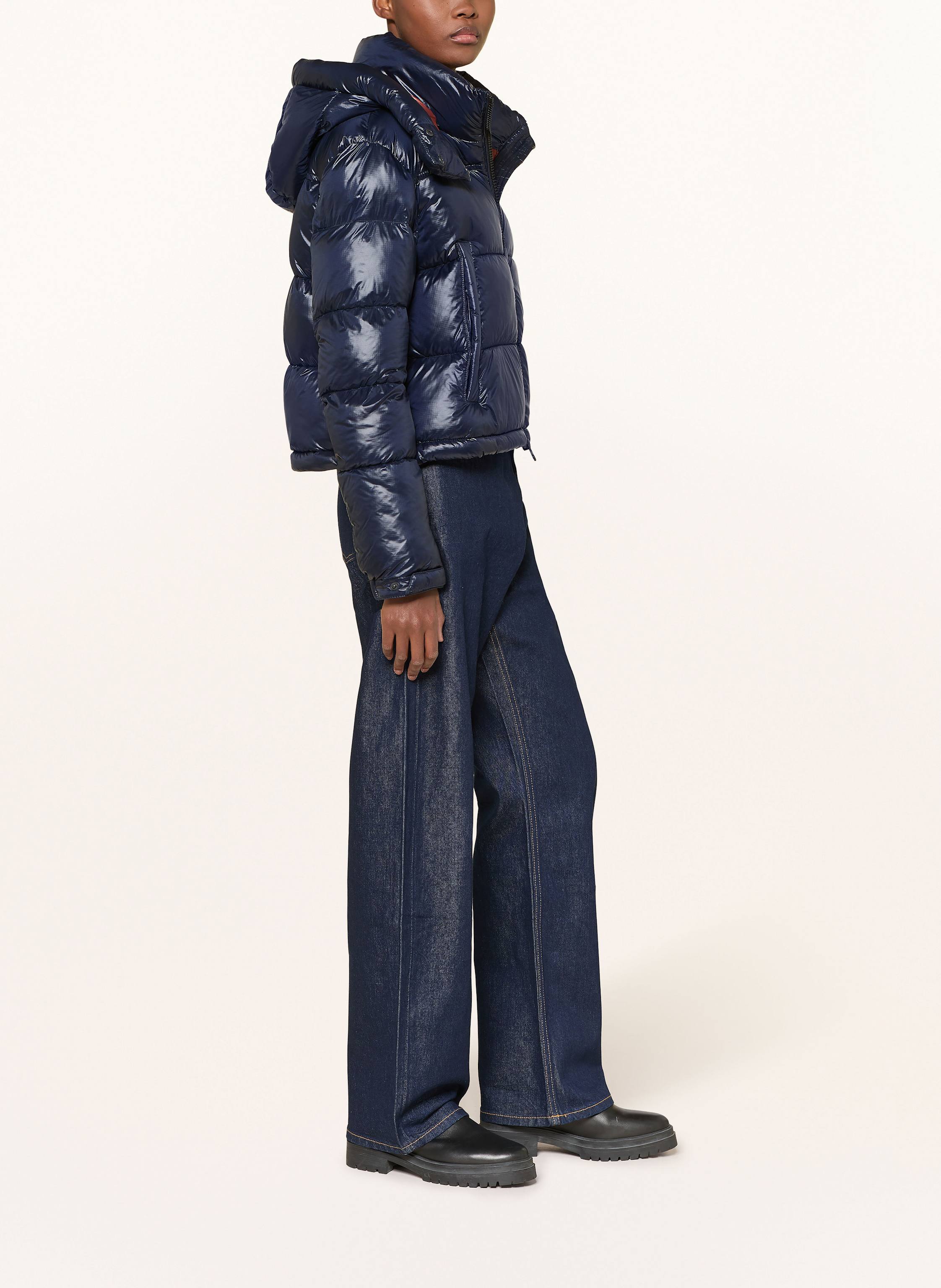 Thumbnail - Blauer Steppjacke Gloria Mit Abnehmbarer Kapuze blau