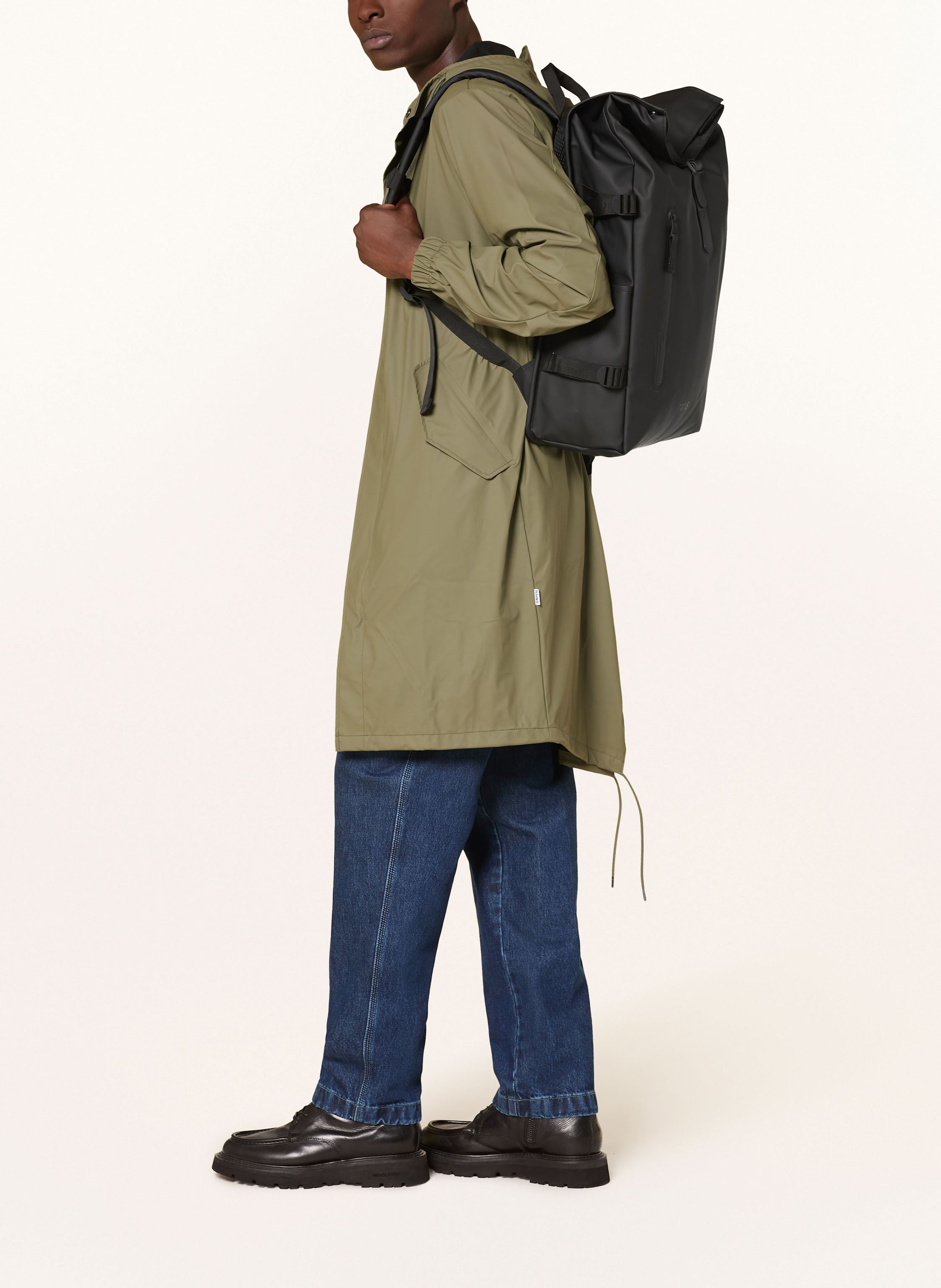 Thumbnail - Rains Rucksack Rolltop Large Mit Laptop-Fach schwarz