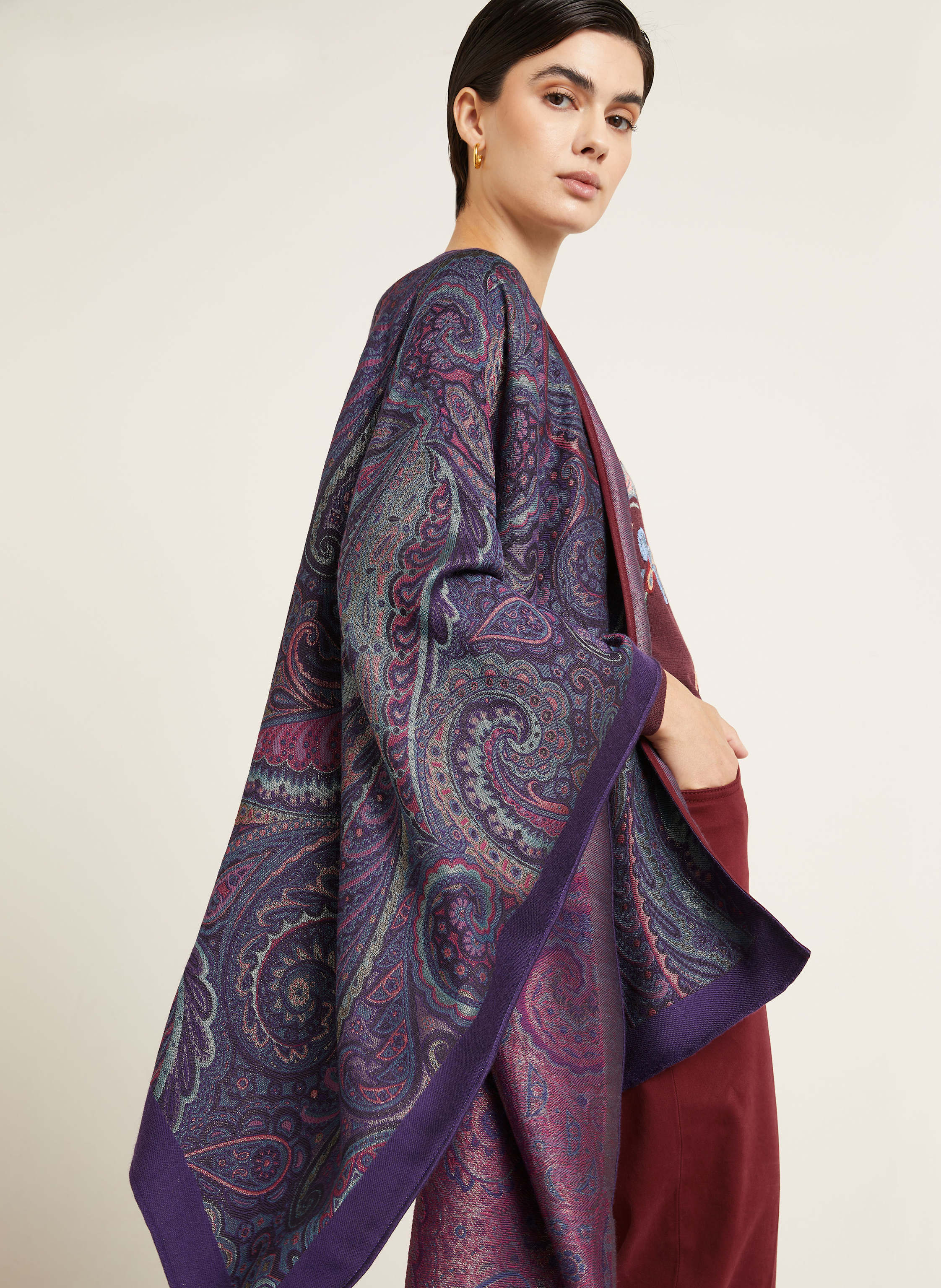 Thumbnail - Etro Jacquard-Cape Mit Glitzergarn lila