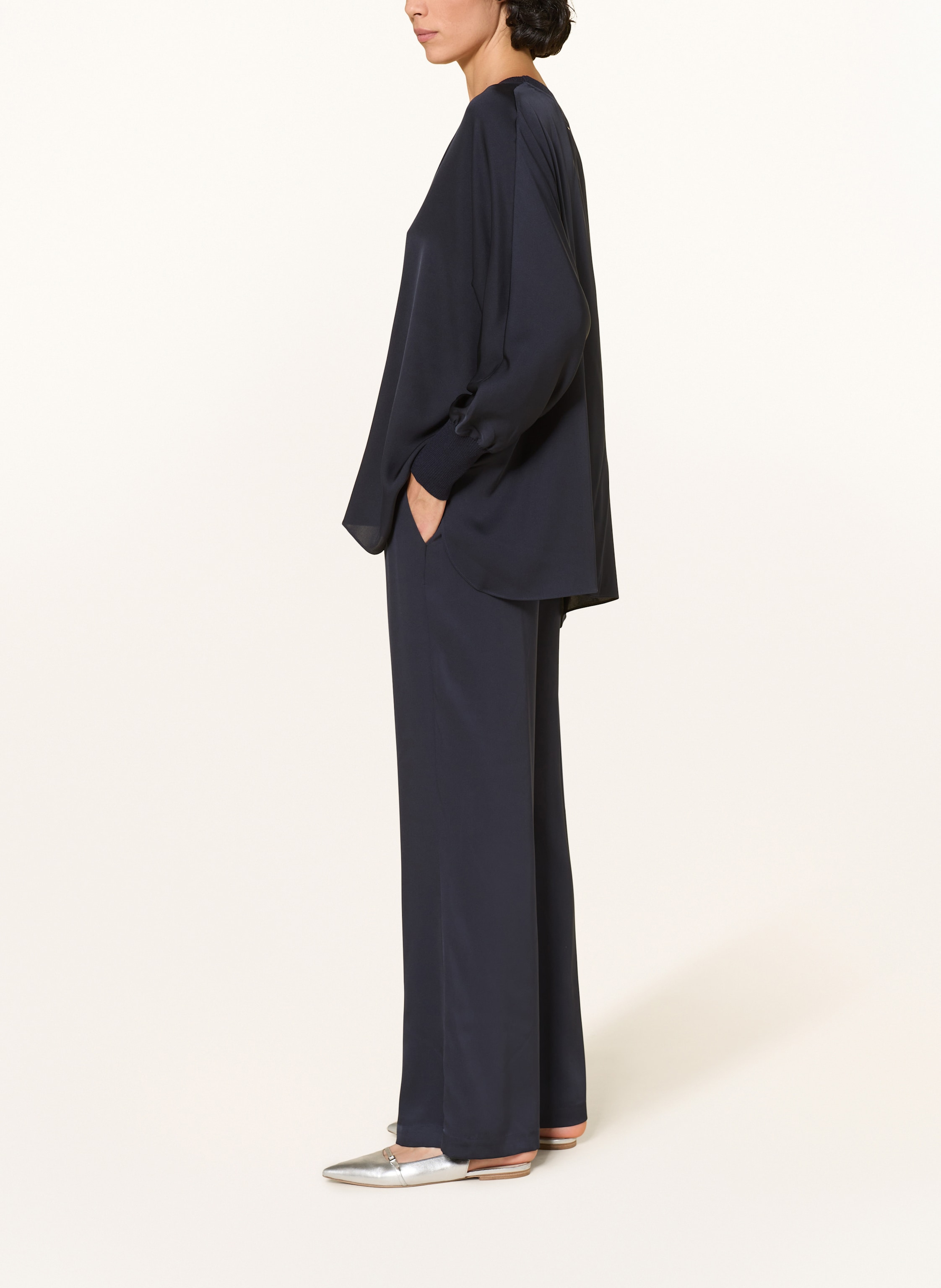 Thumbnail - Ivi Collection Marlenehose Aus Seide blau