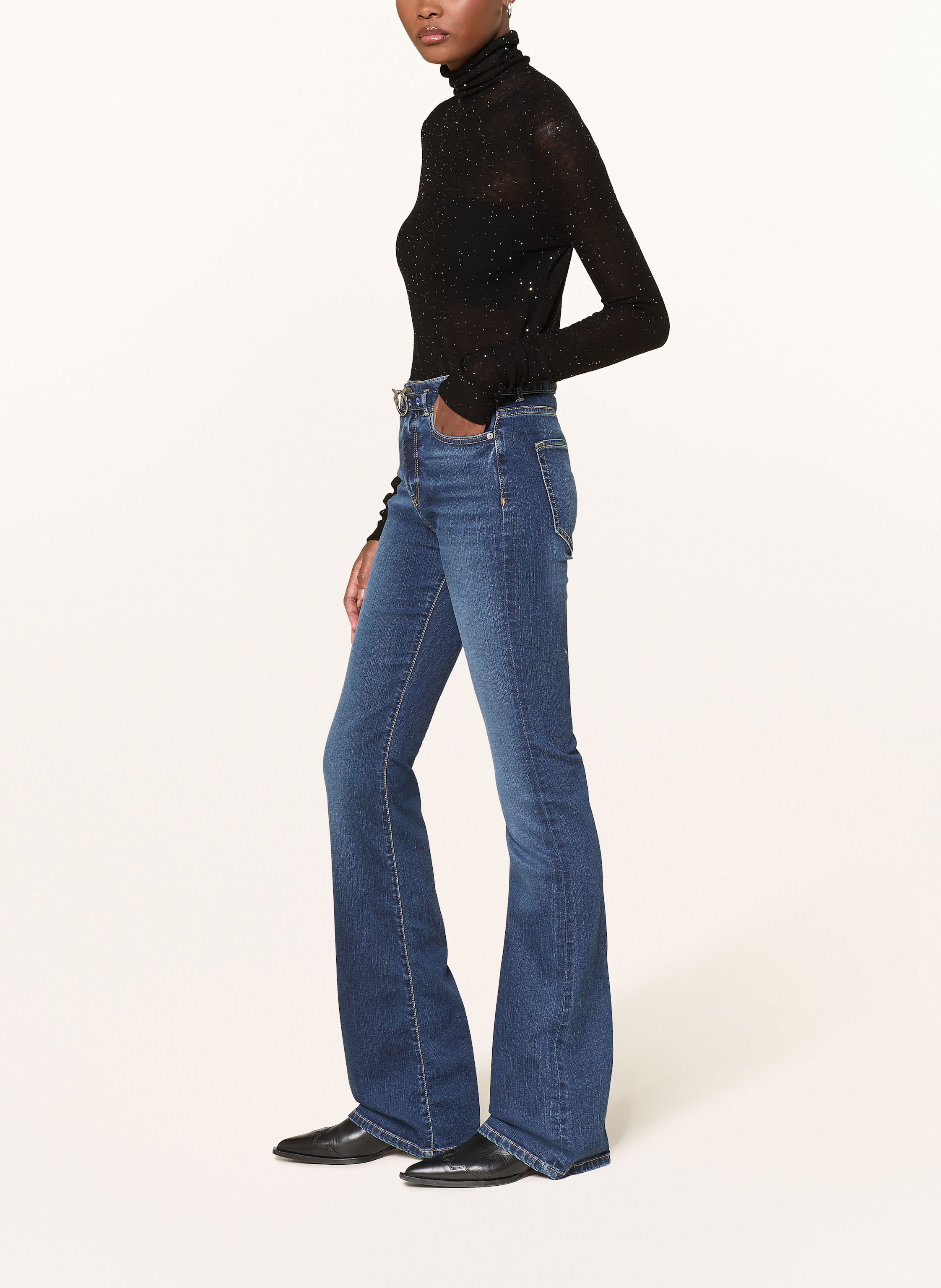 Thumbnail - Pinko Flared Jeans Flora blau