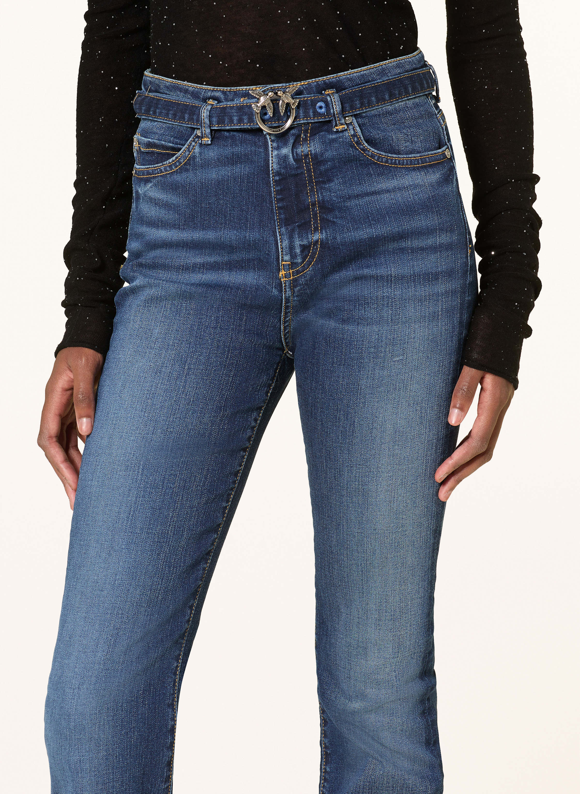 Thumbnail - Pinko Flared Jeans Flora blau