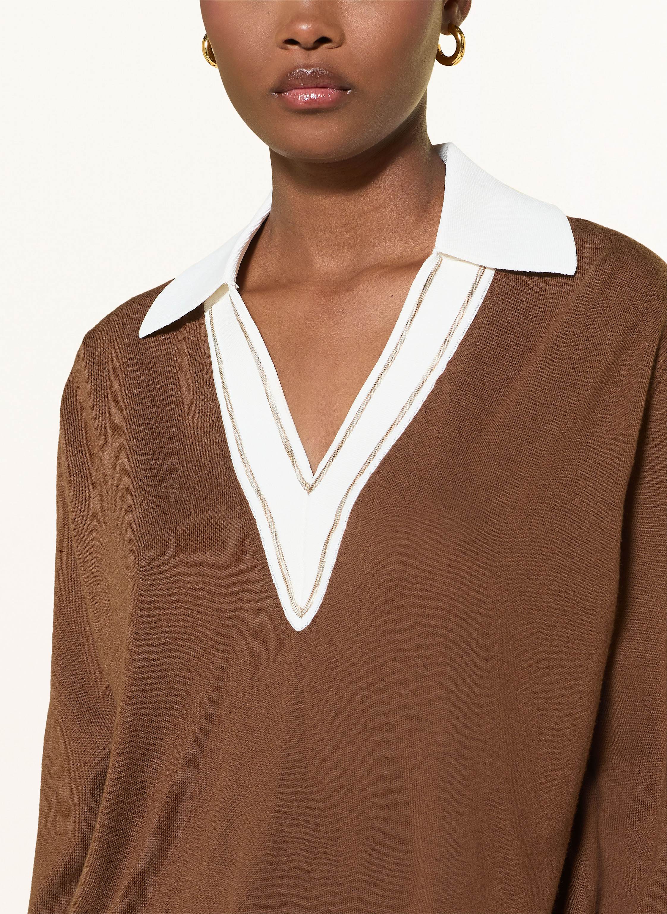 Thumbnail - Reiss Strick-Poloshirt braun