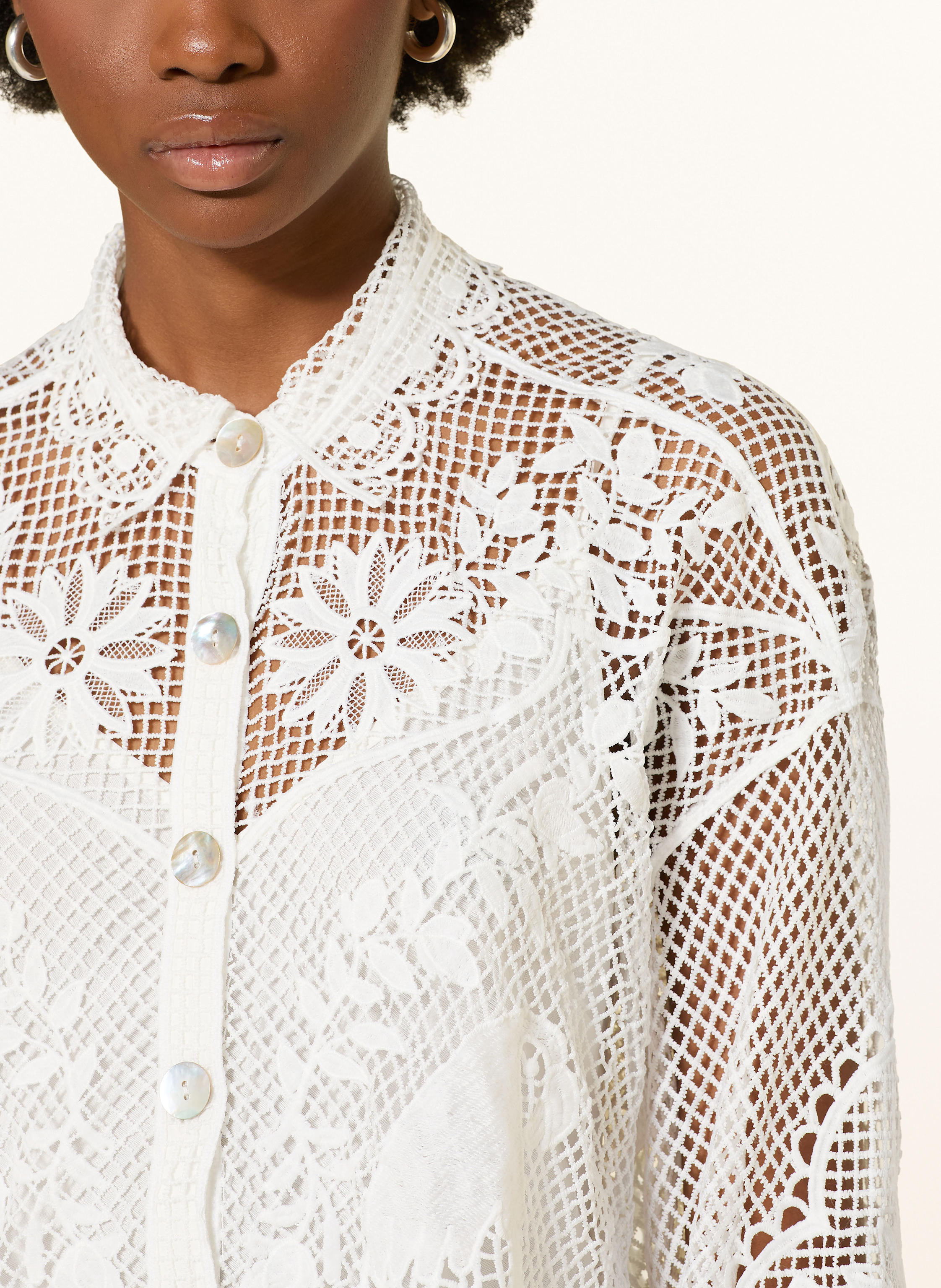 Thumbnail - Farm Rio Hemdbluse Landscape Aus Spitze weiss