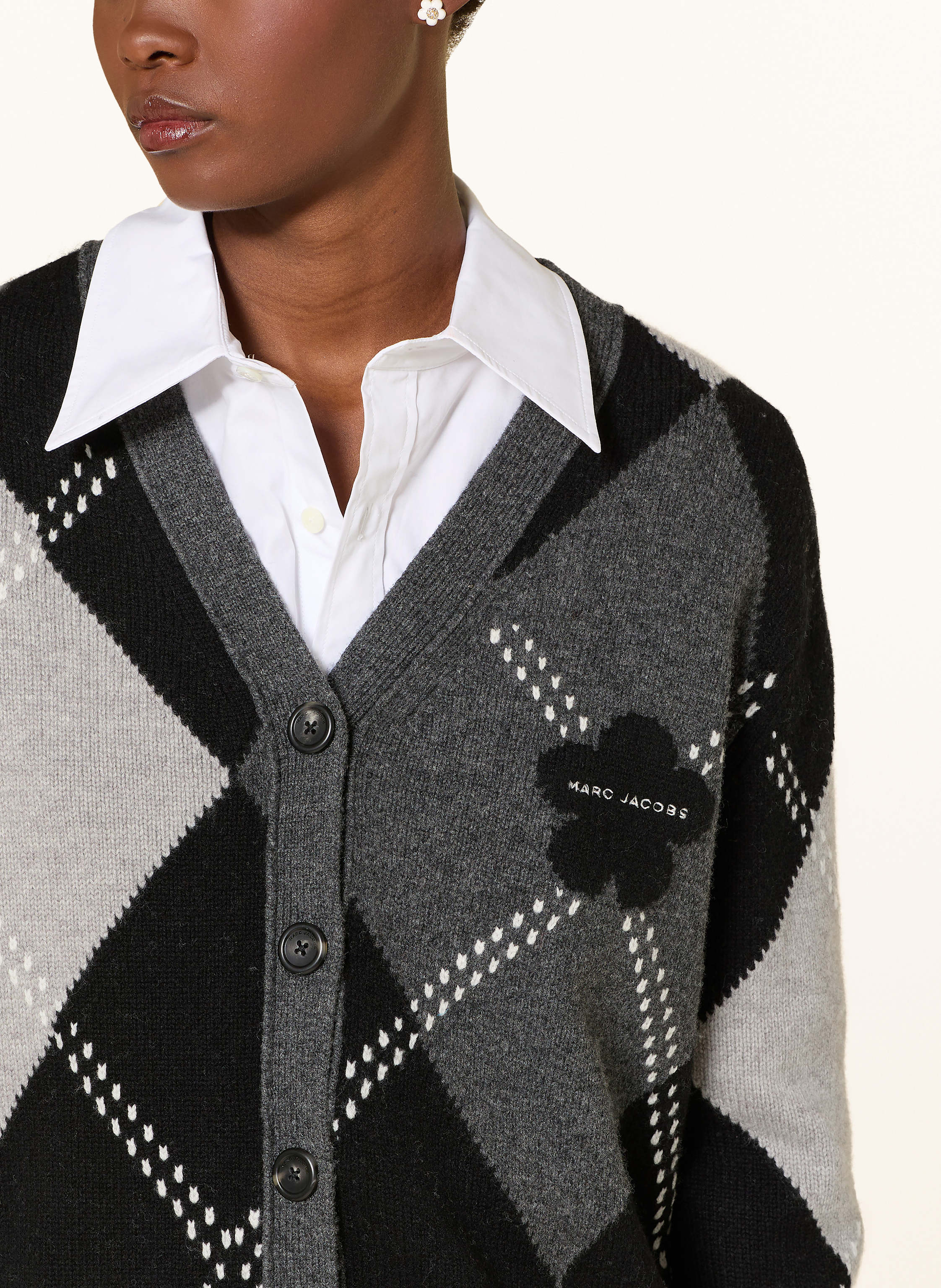 Thumbnail - Marc Jacobs Strickjacke Preppy Daisy Argyle Cardigan schwarz