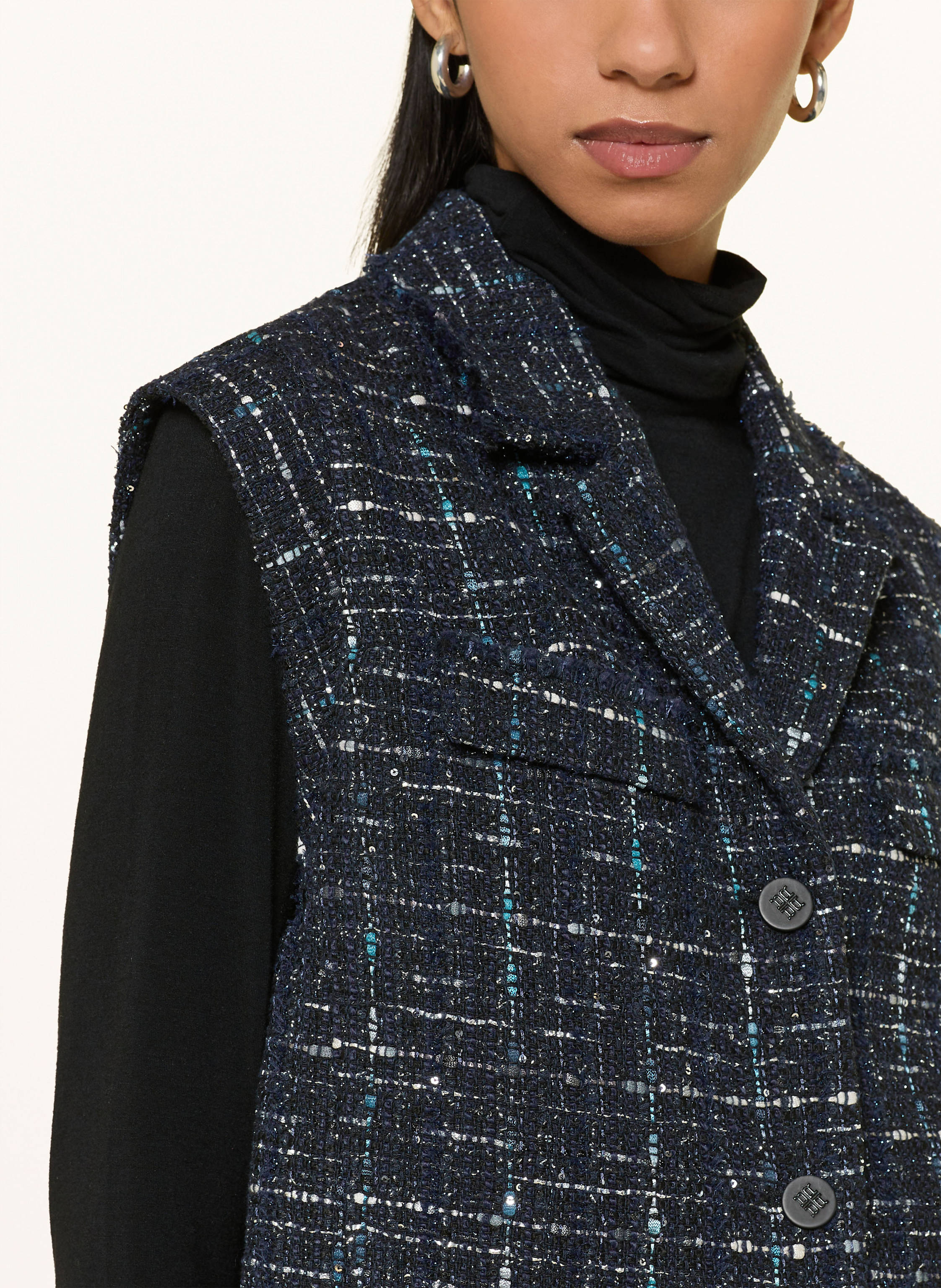 Thumbnail - Riani Blazerweste Aus Tweed Mit Glitzergarn schwarz