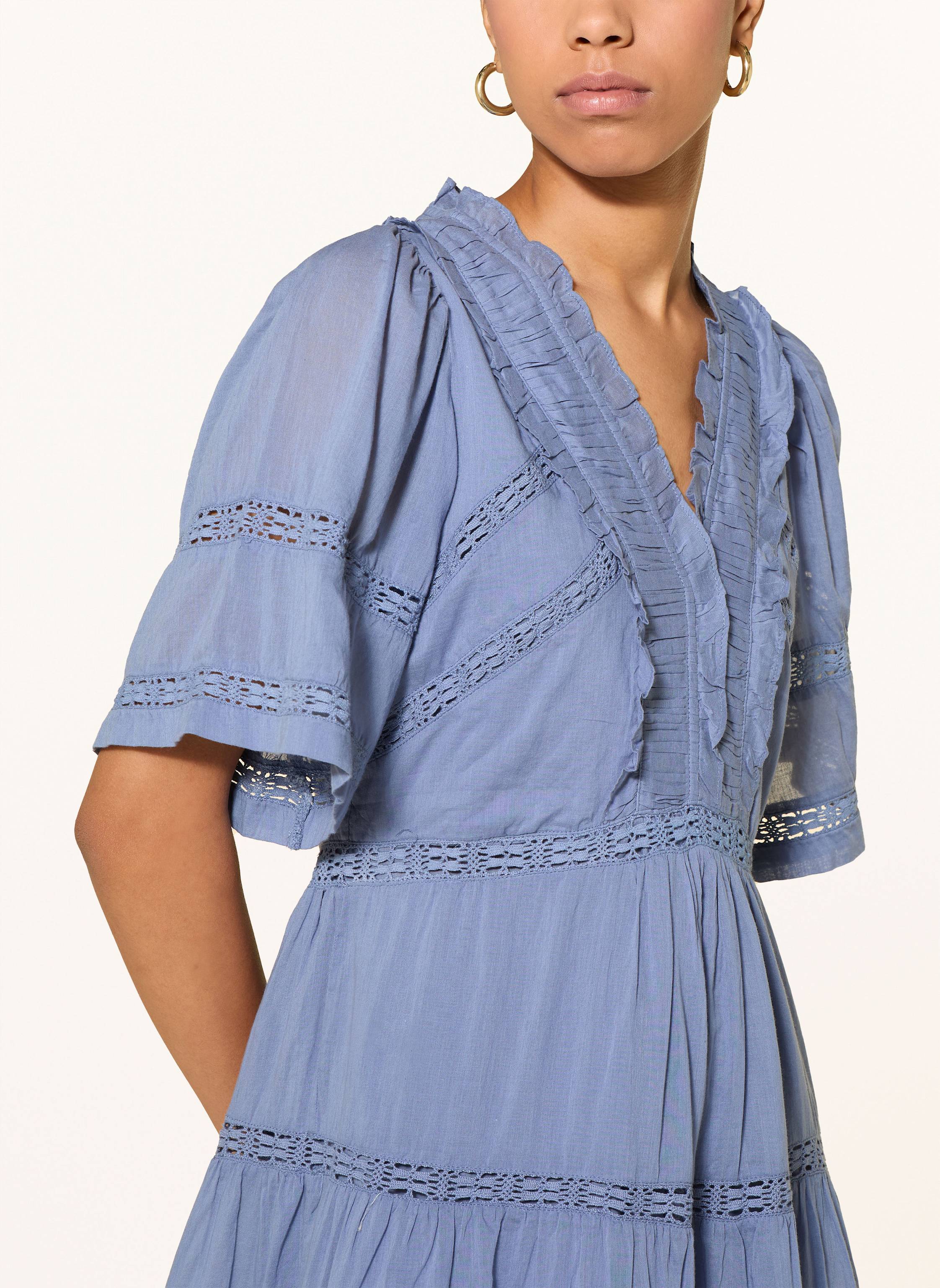 Thumbnail - Neo Noir Kleid Milene Mit Spitze Und Rüschen blau