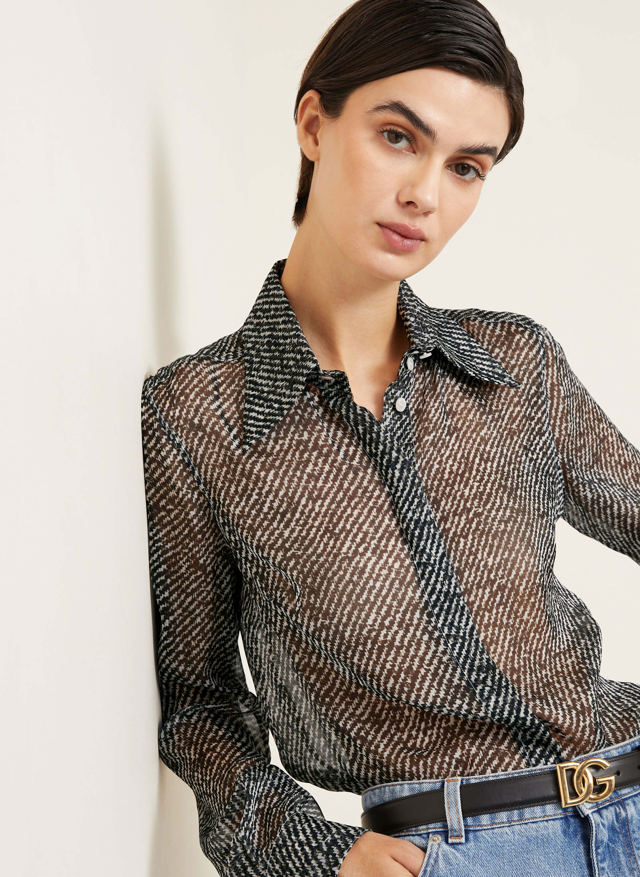 Thumbnail - Dolce & Gabbana Hemdbluse Aus Seide grau