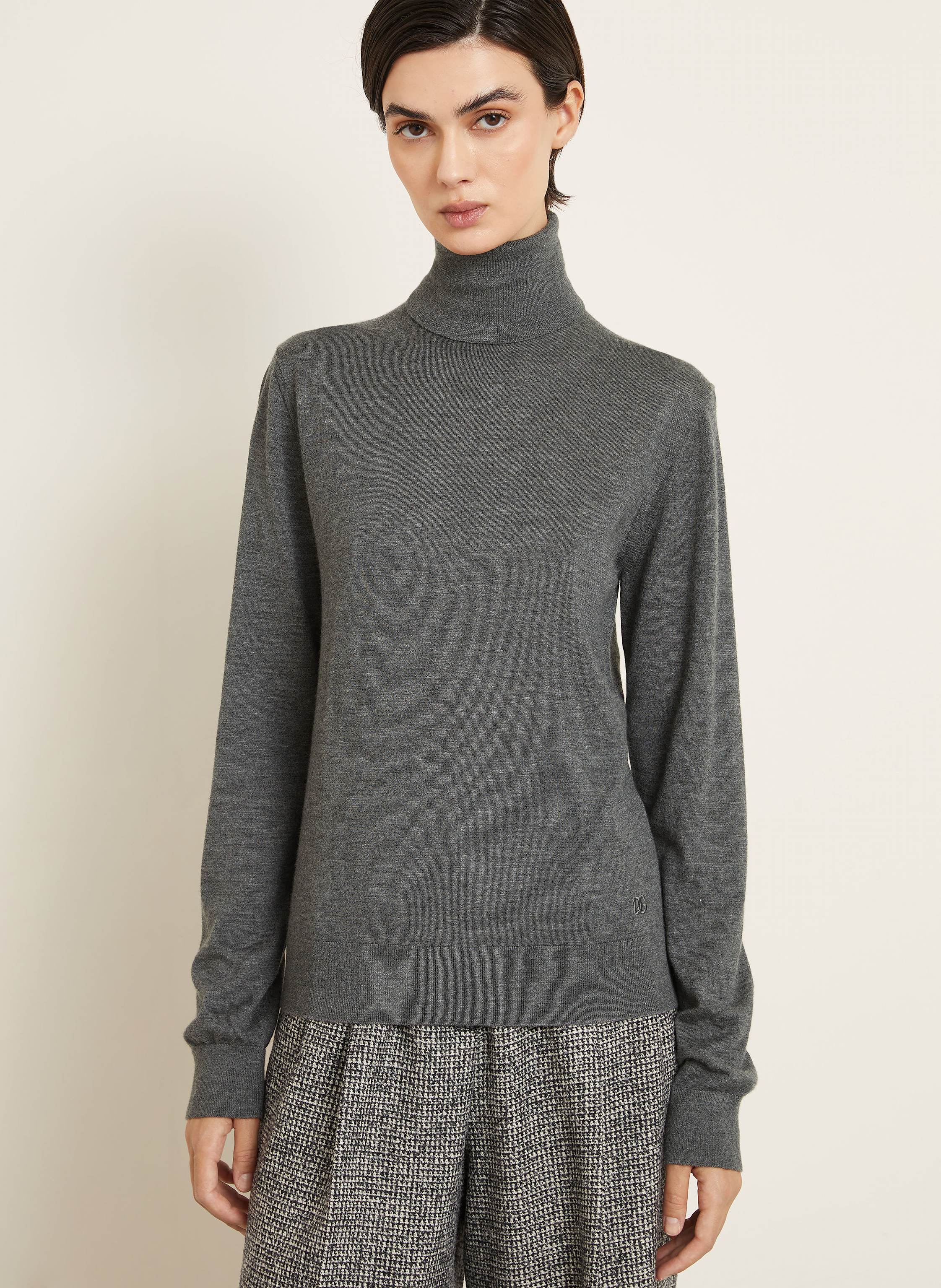 Thumbnail - Dolce & Gabbana Rollkragenpullover Aus Cashmere grau