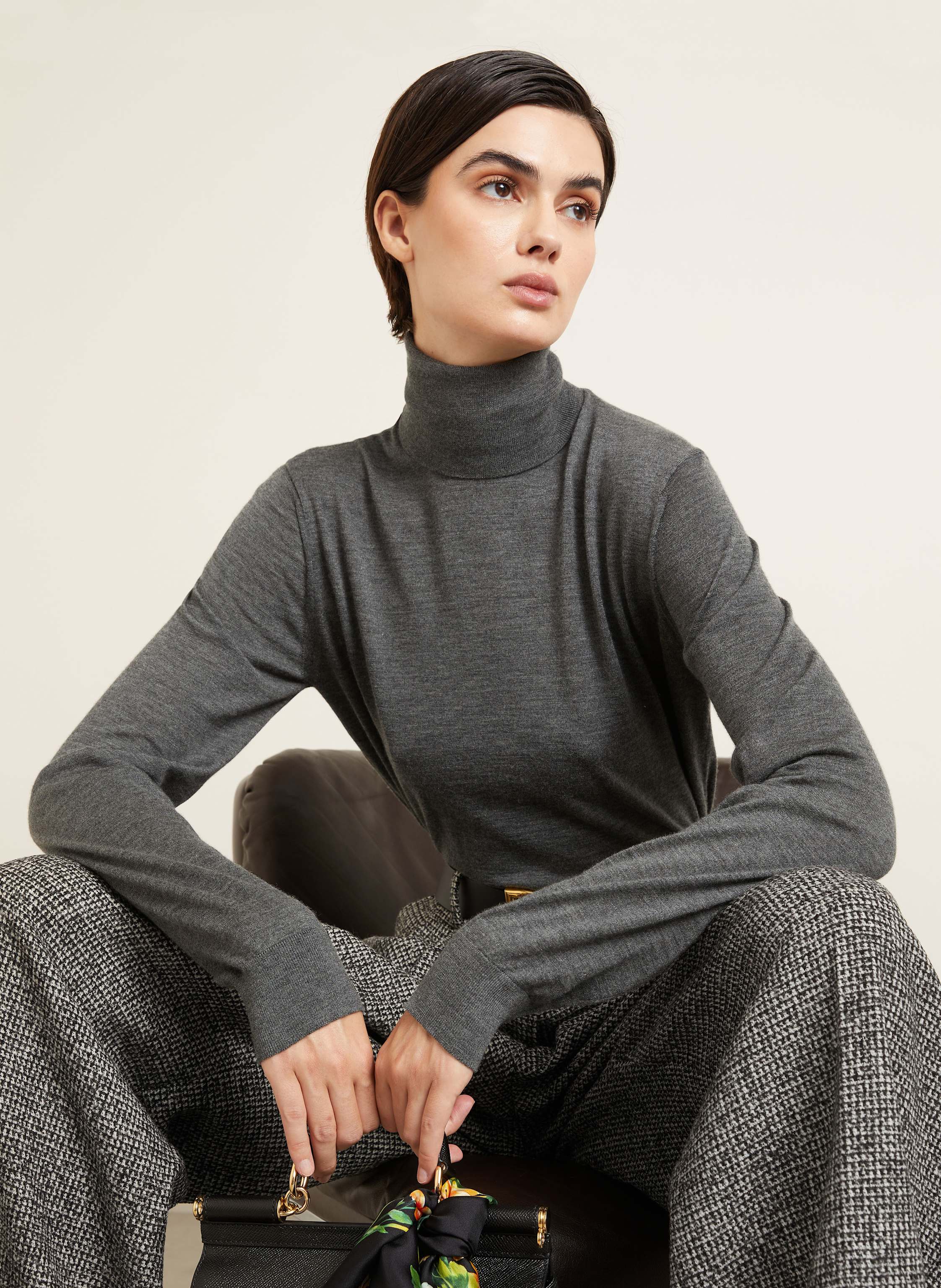 Thumbnail - Dolce & Gabbana Rollkragenpullover Aus Cashmere grau