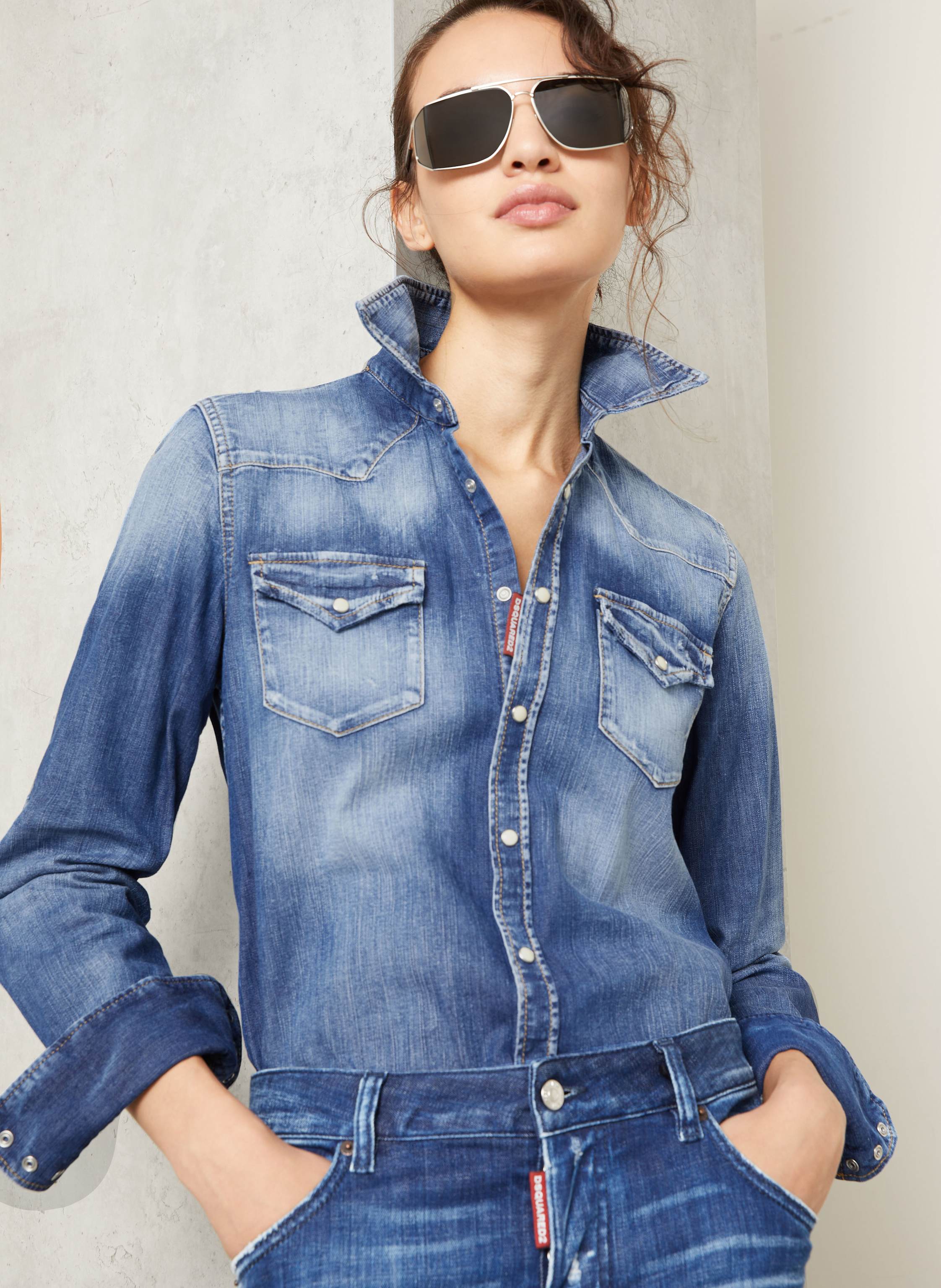 Thumbnail - dsquared2 Jeansbluse blau