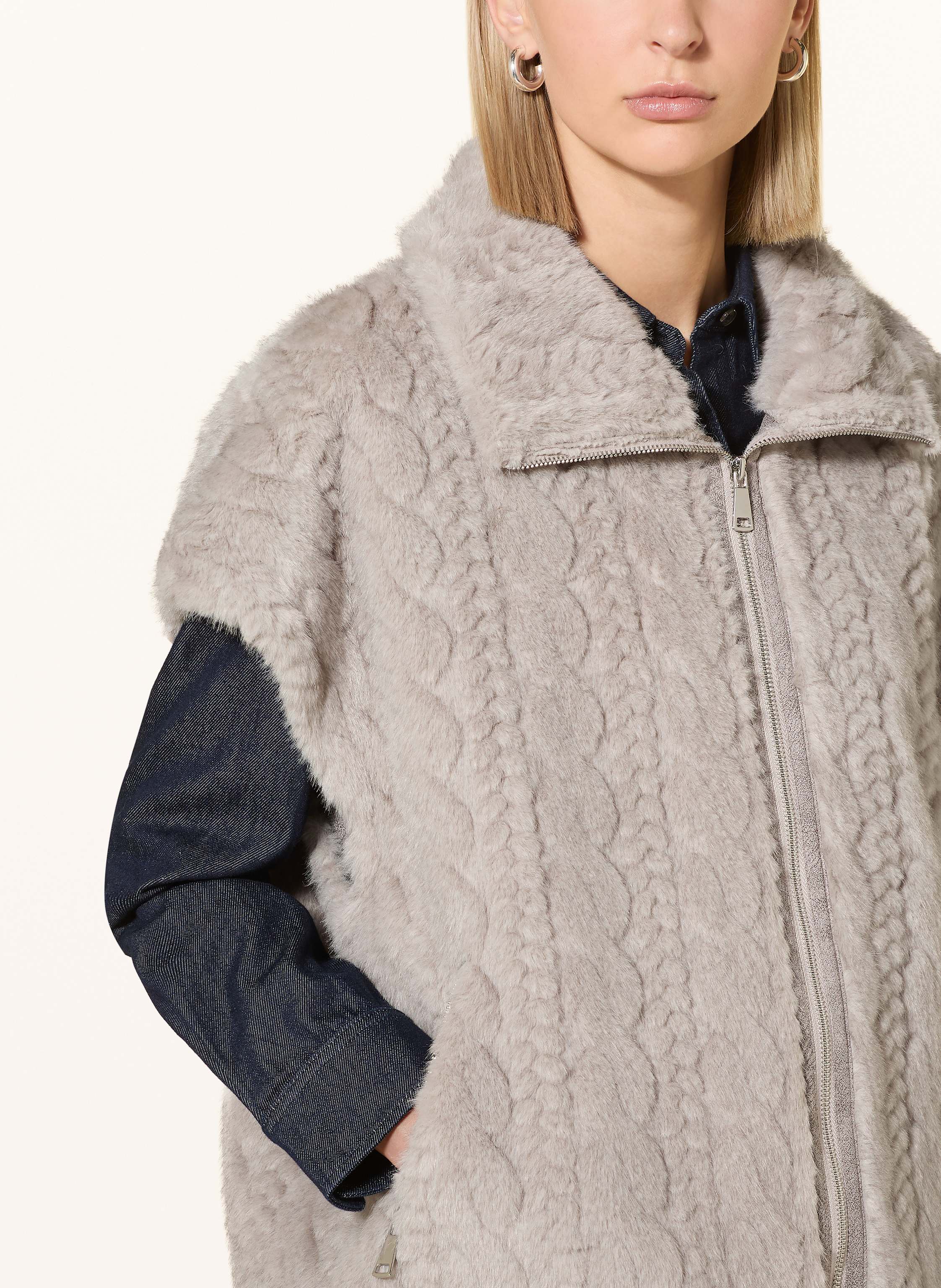 Thumbnail - White Label Kunstfell-Weste grau