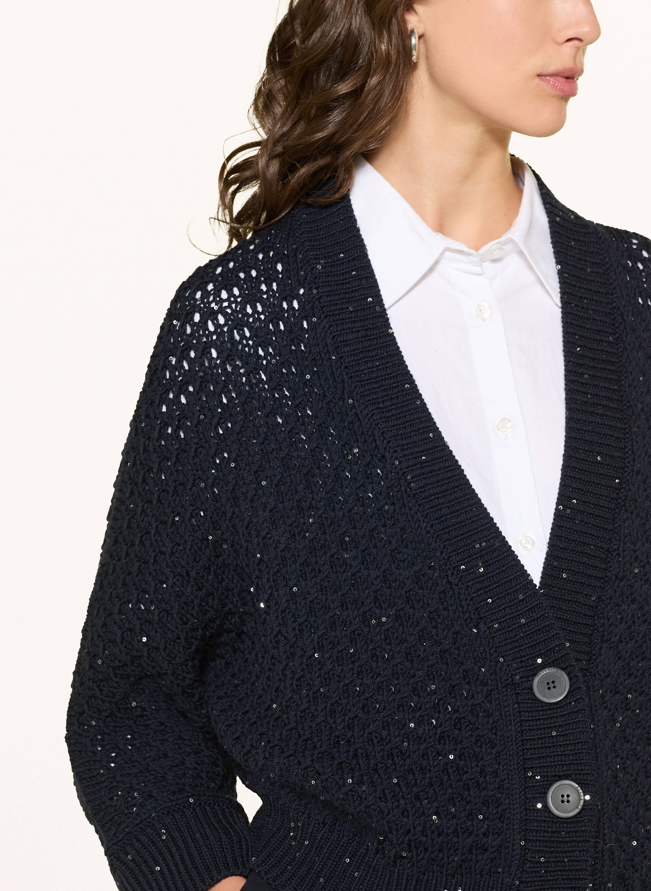 Thumbnail - Peserico Strickjacke Mit Pailletten Und 3/4-Arm blau