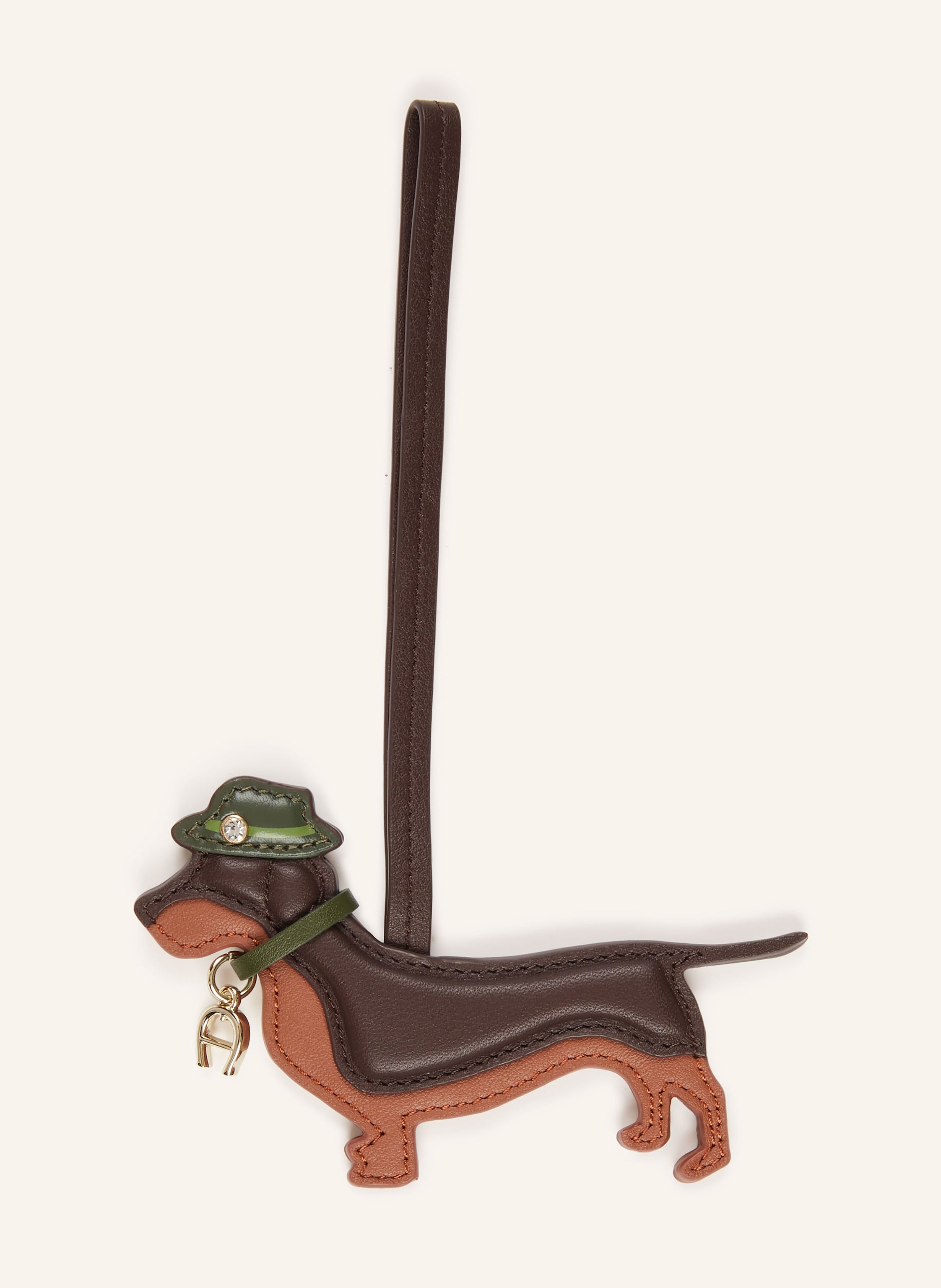 AIGNER Taschenanhänger DACKEL in cognac/ dunkelbraun