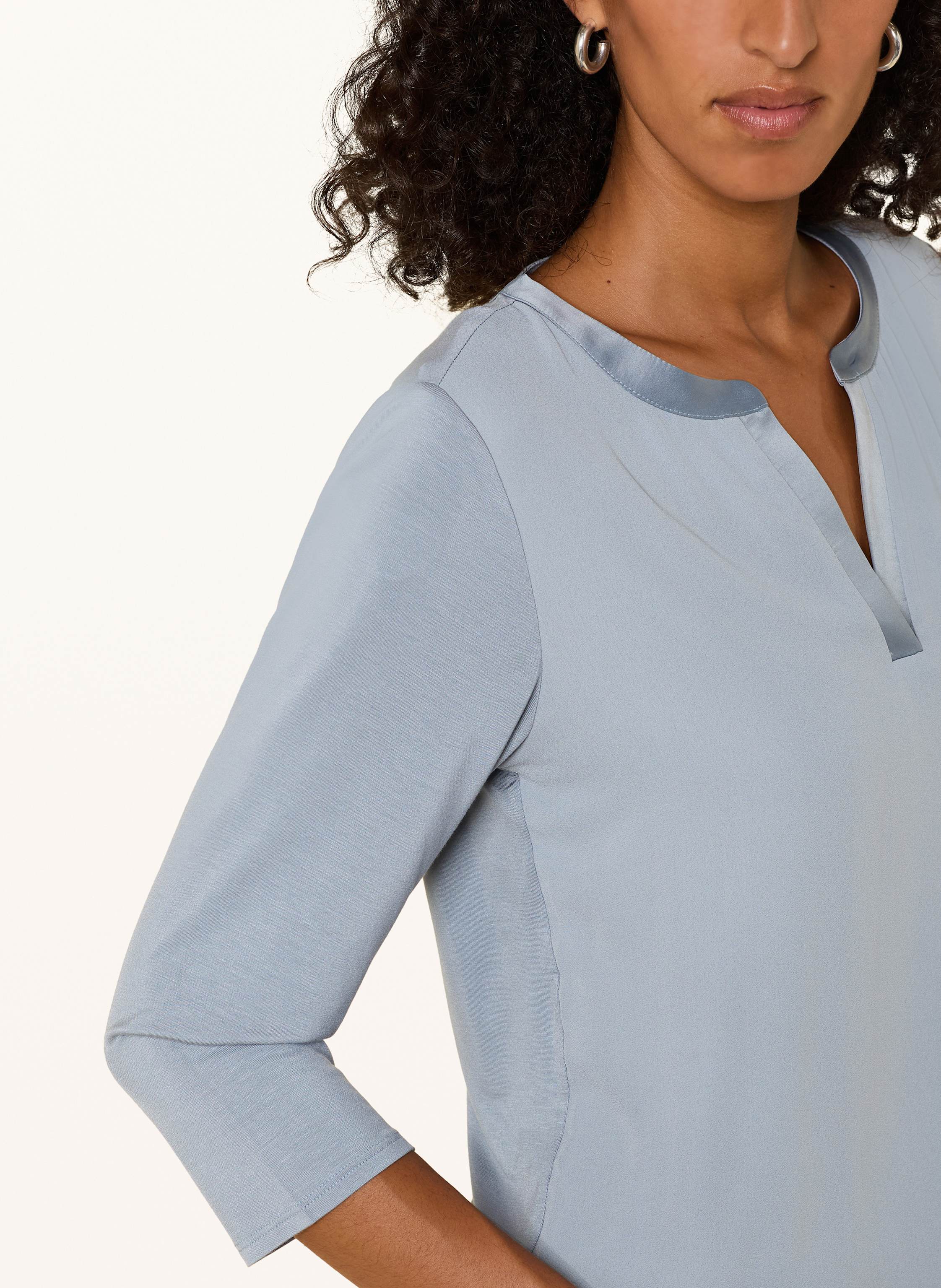 Thumbnail - Comma Shirt Im Materialmix Mit 3/4-Arm blau