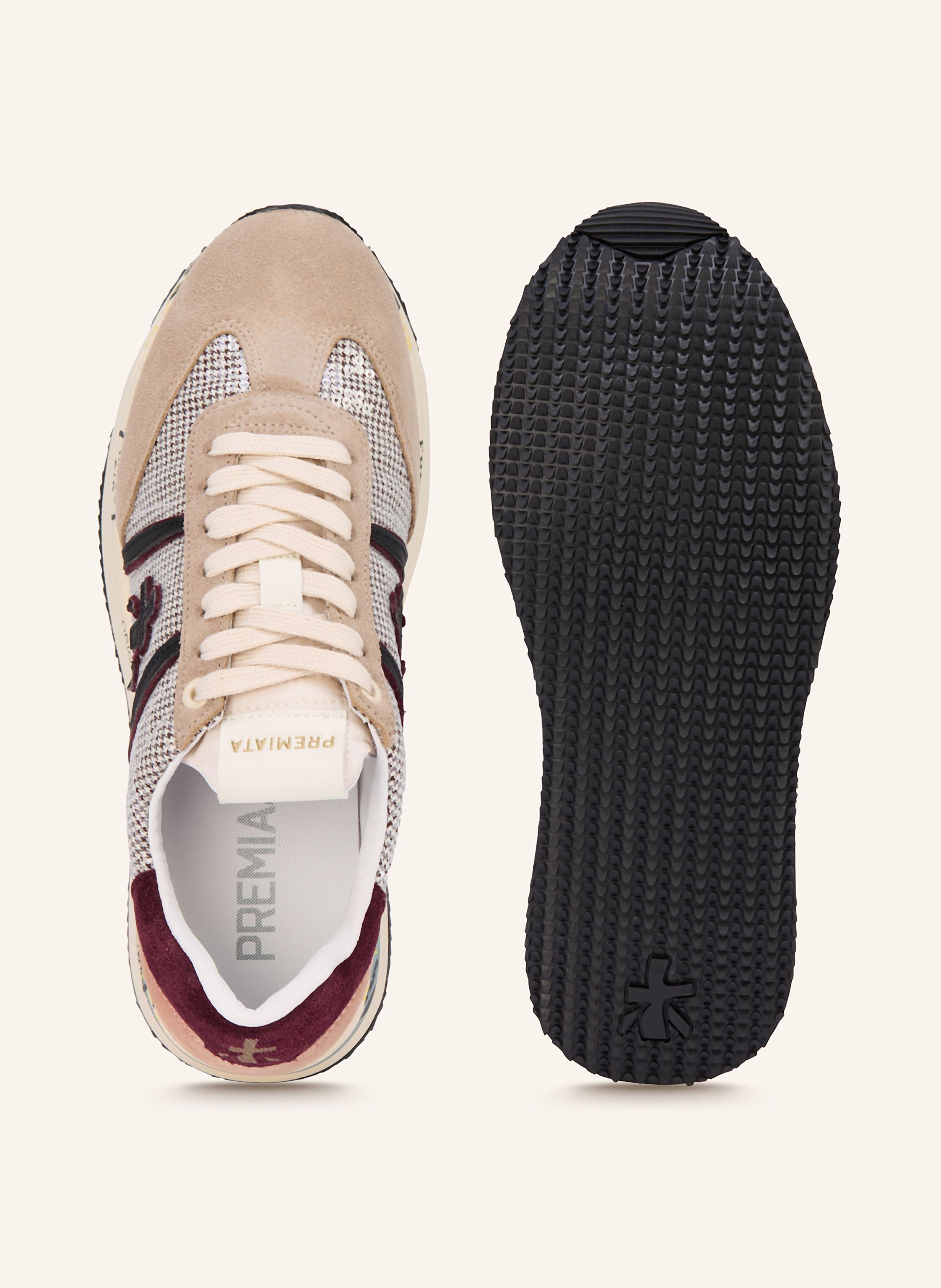 Thumbnail - Premiata Sneaker Cassie Mit Pailletten beige