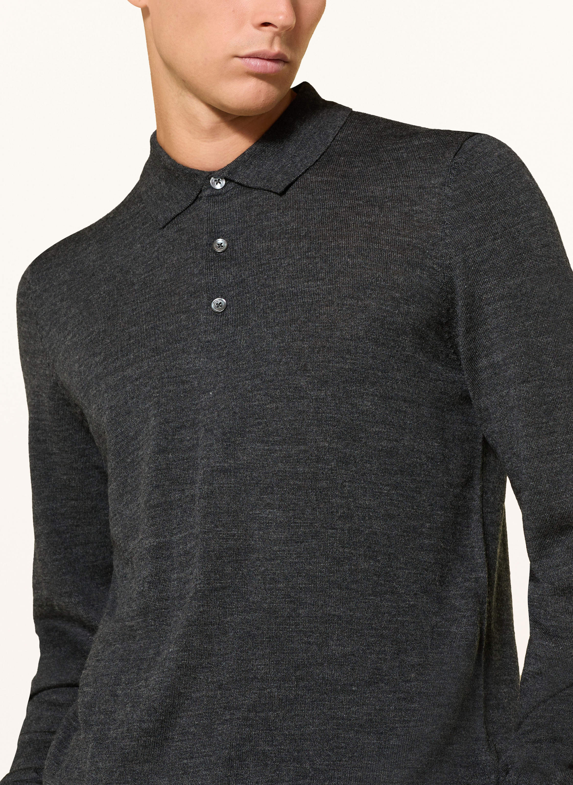 Thumbnail - Seidensticker Strick-Poloshirt Aus Merinowolle grau