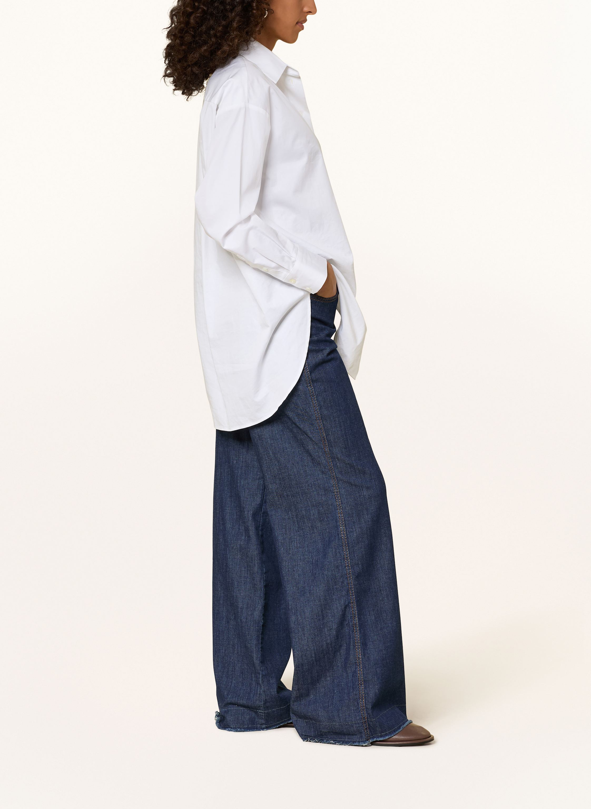 Thumbnail - Oui Marlenehose In Jeansoptik blau