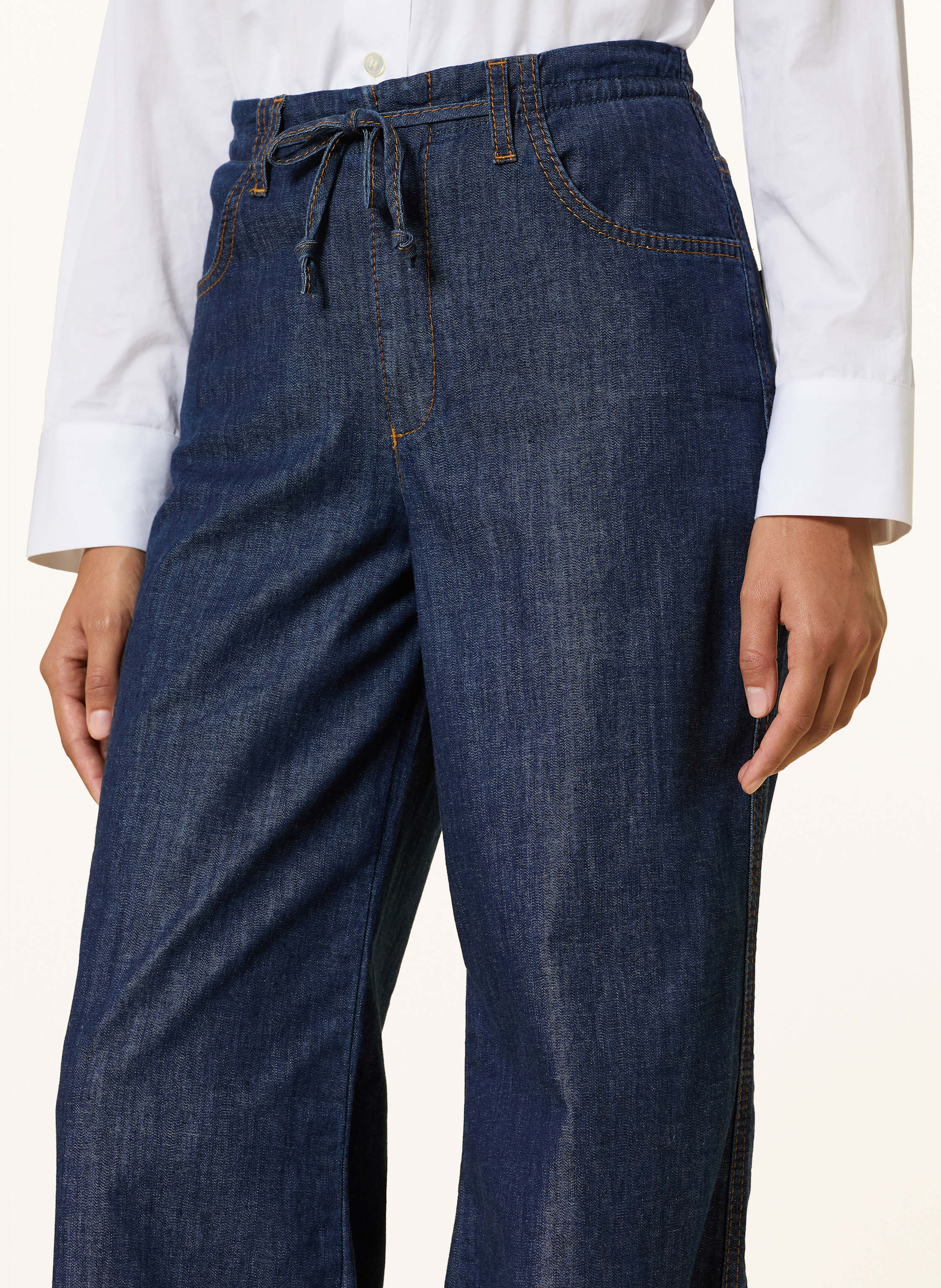 Thumbnail - Oui Marlenehose In Jeansoptik blau