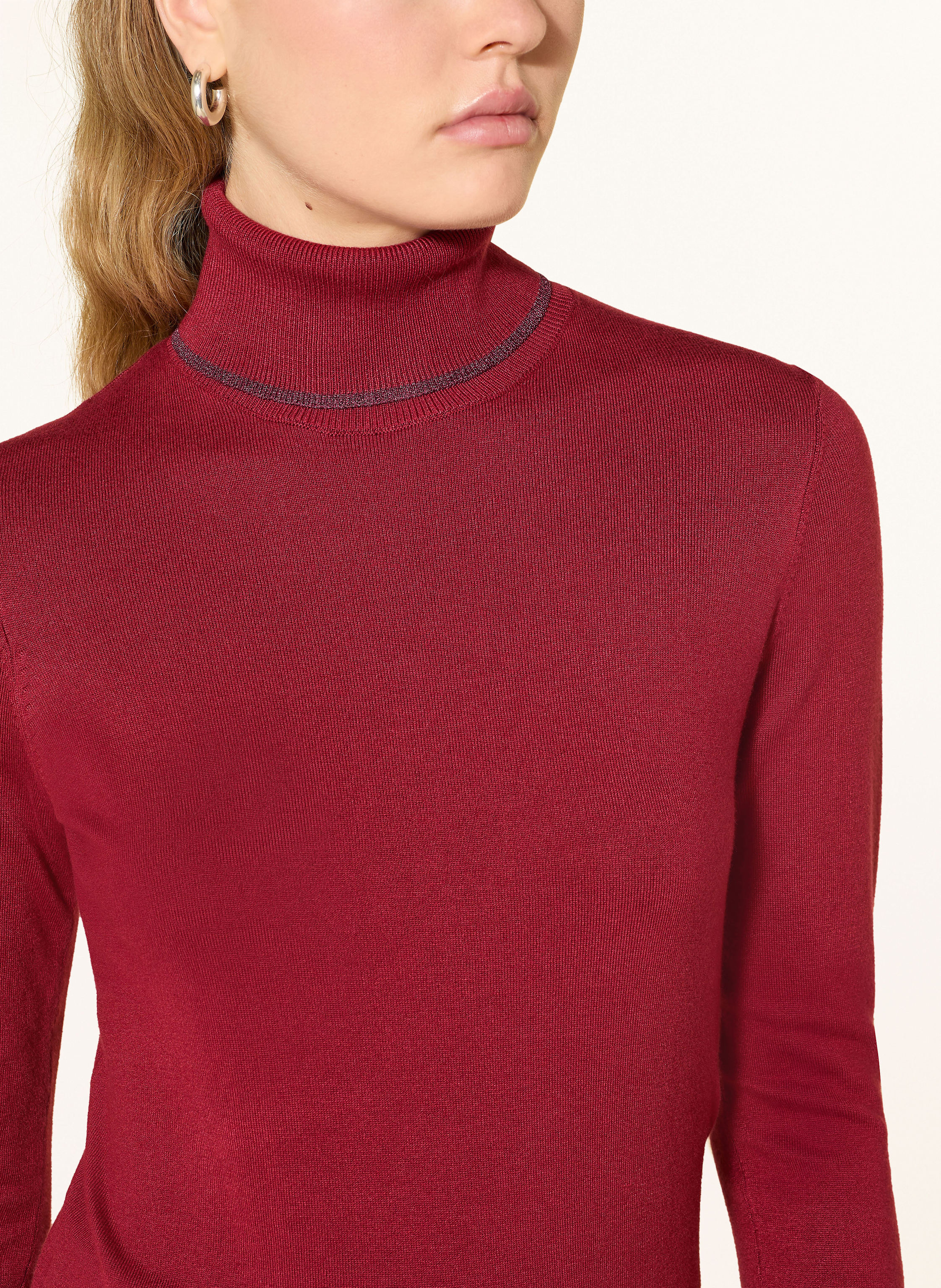 Thumbnail - Liu Jo Rollkragenpullover Mit Glitzergarn rot