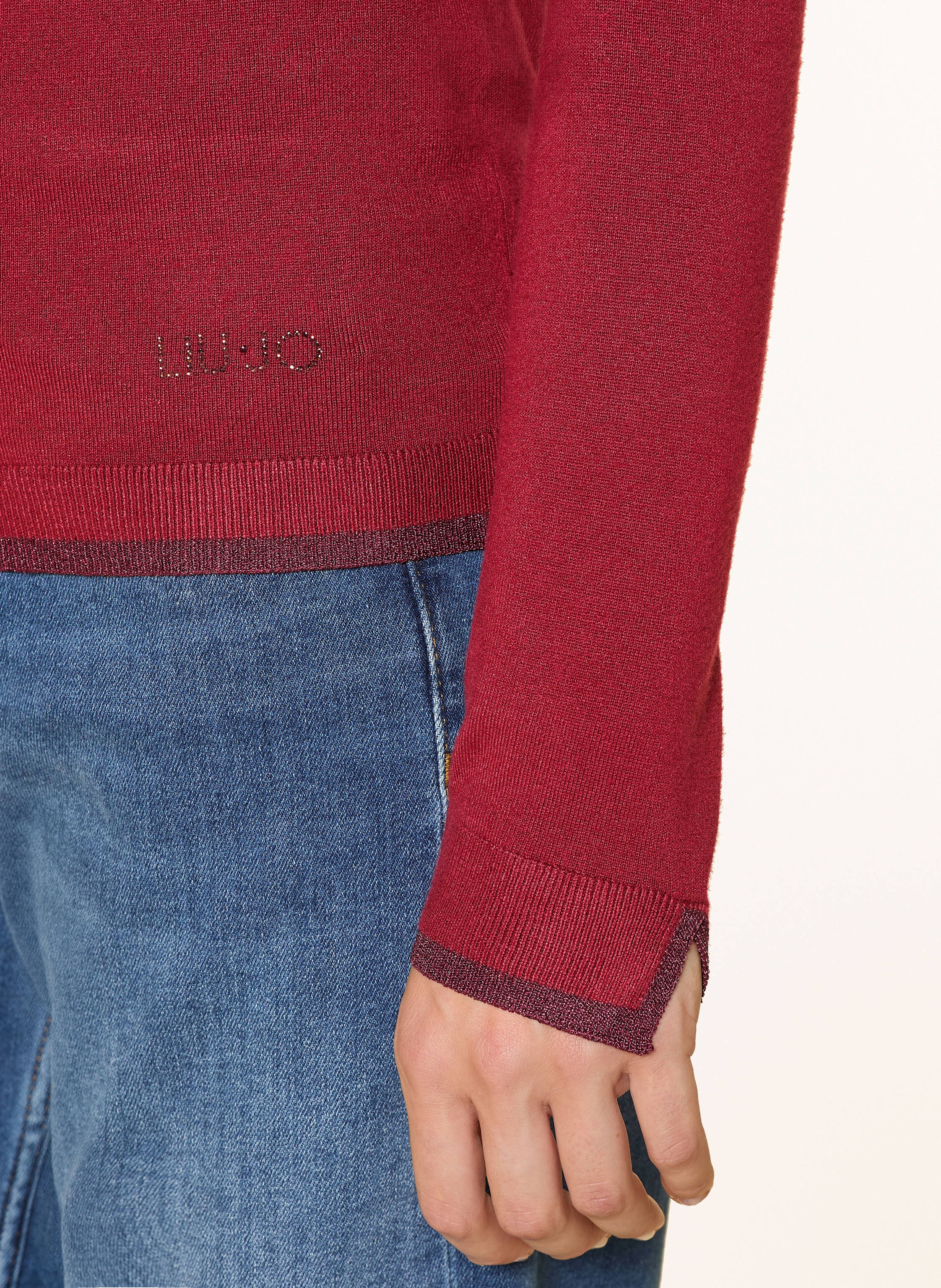 Thumbnail - Liu Jo Rollkragenpullover Mit Glitzergarn rot