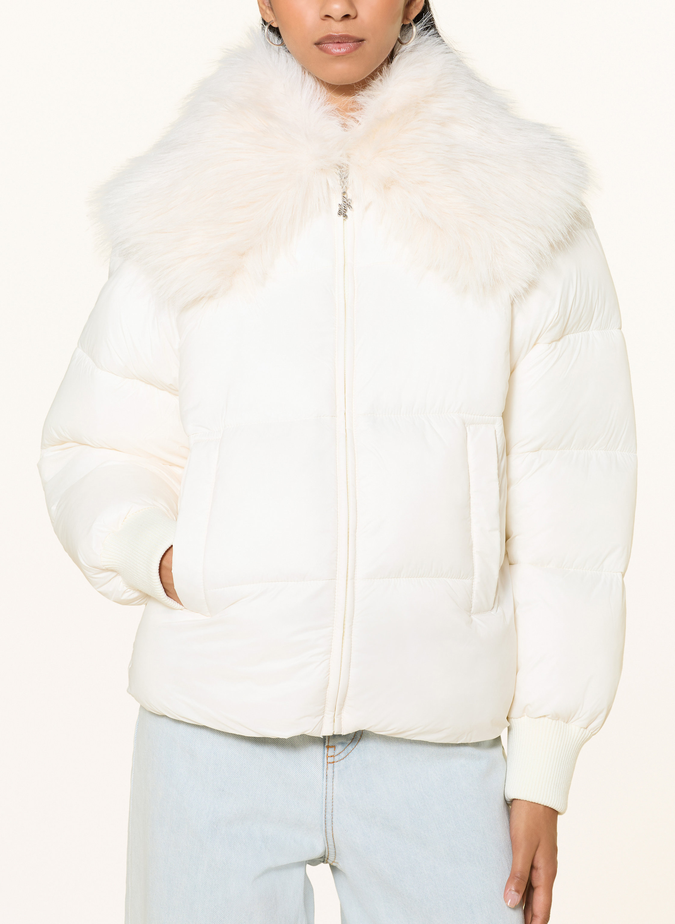 Thumbnail - Hugo Schlupfjacke Fuji Mit Abnehmbarem Kunstfell weiss