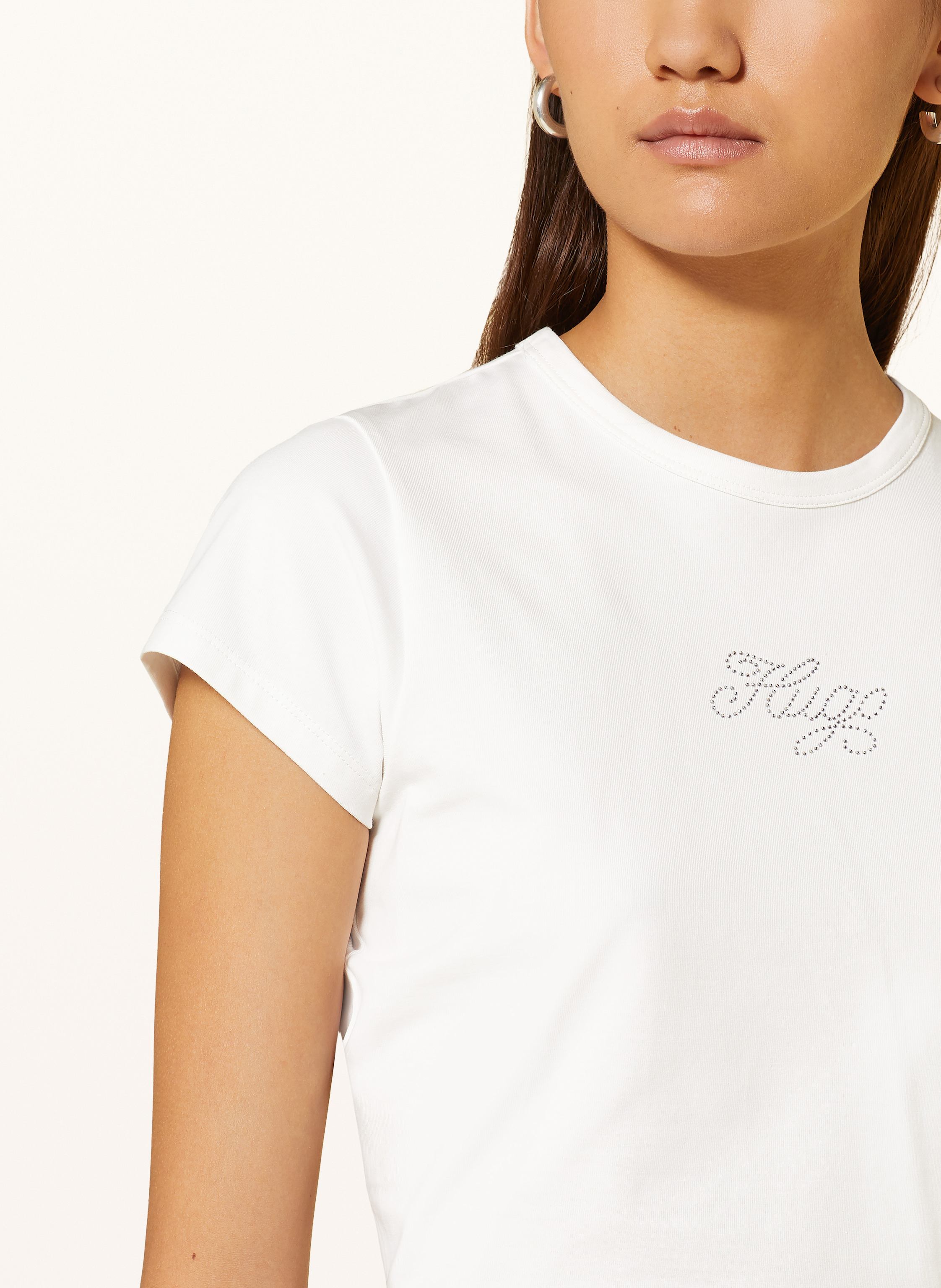 Thumbnail - Hugo Cropped-Shirt Dome Mit Schmucksteinen weiss