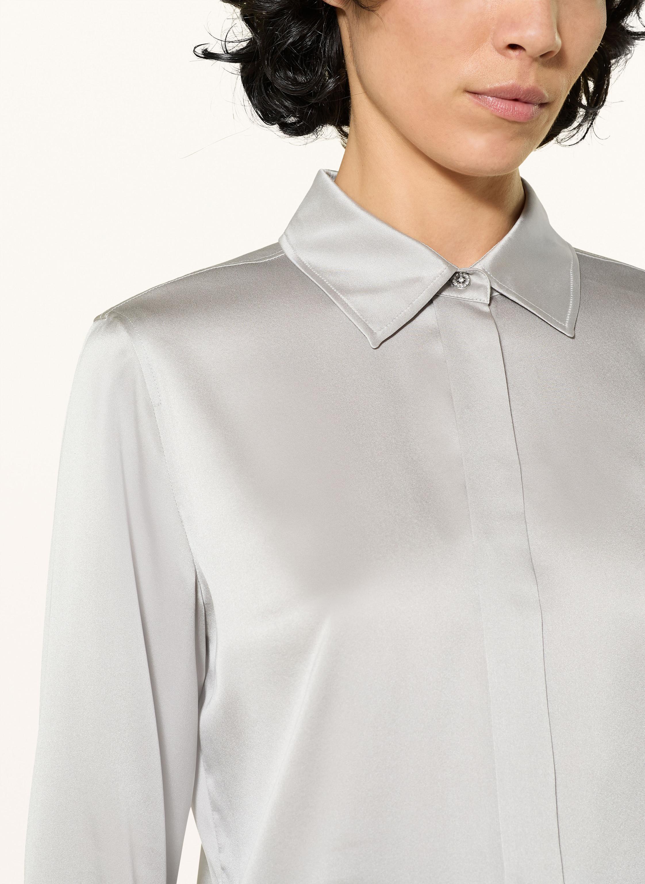 Thumbnail - Max Mara Studio Hemdbluse Aus Seide Mit Schmucksteinen grau