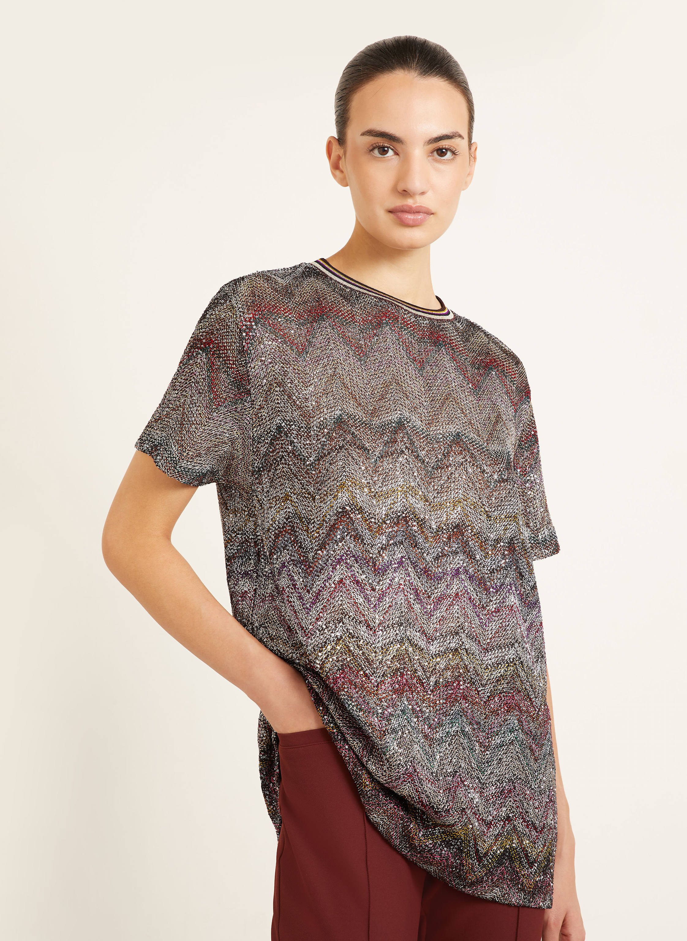 Thumbnail - Missoni Häkelshirt Caperdoni Mit Glitzergarn Und Pailletten braun
