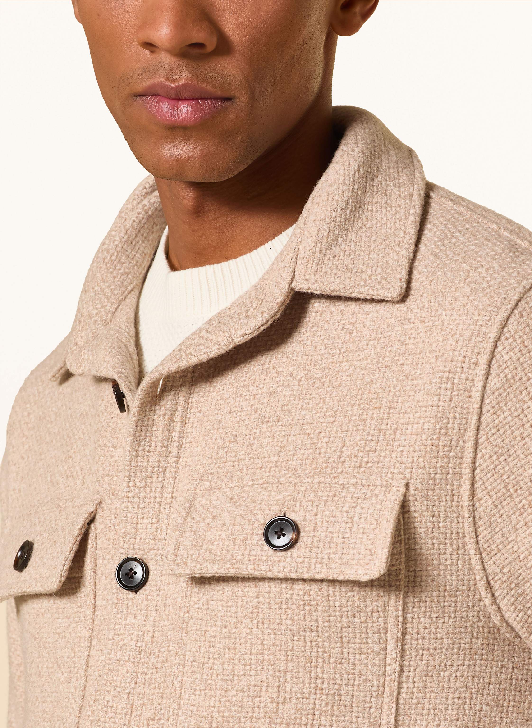 Thumbnail - Profuomo Strick-Overshirt beige