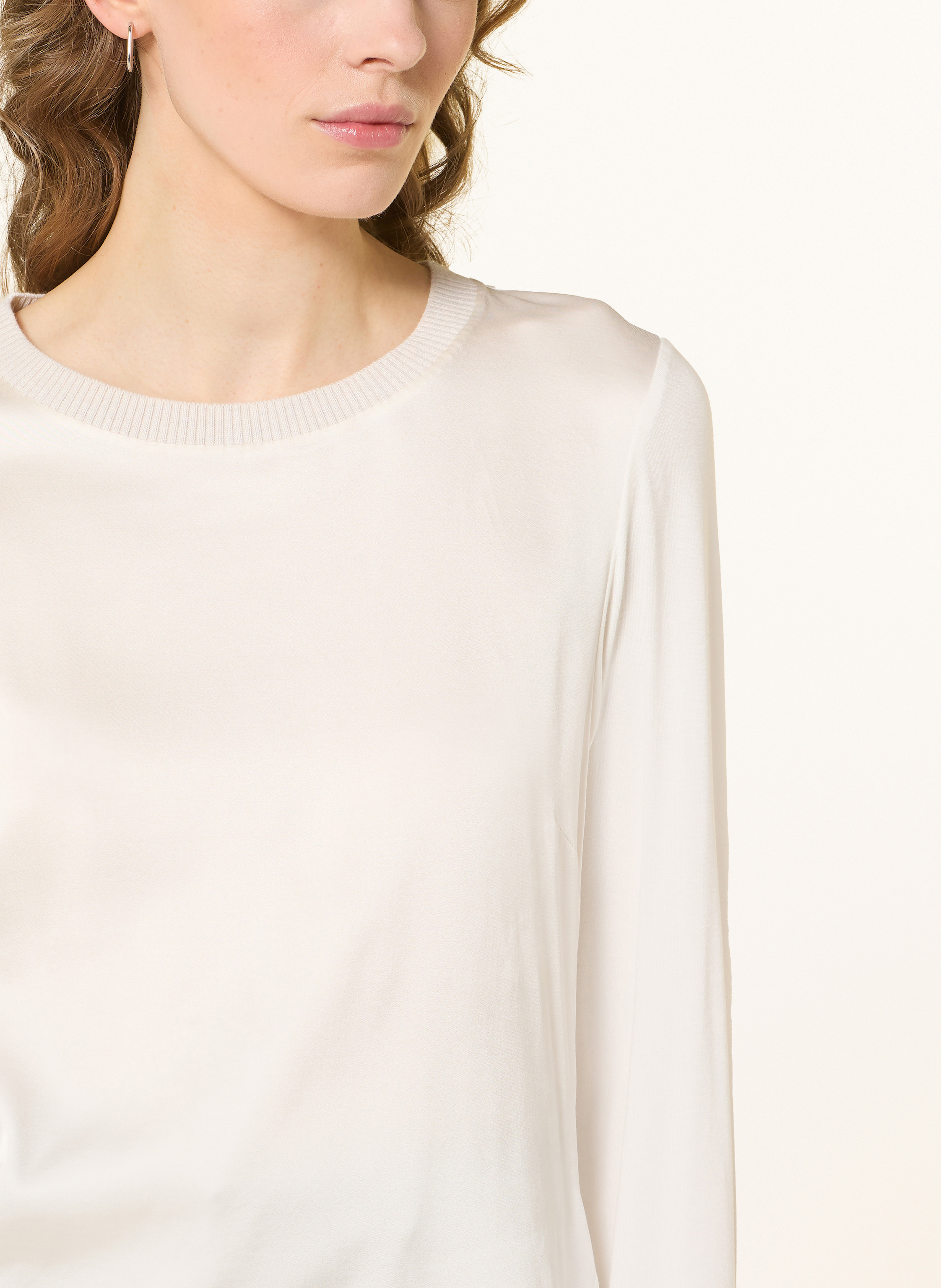 Thumbnail - Elena Miro Longsleeve Im Materialmix weiss