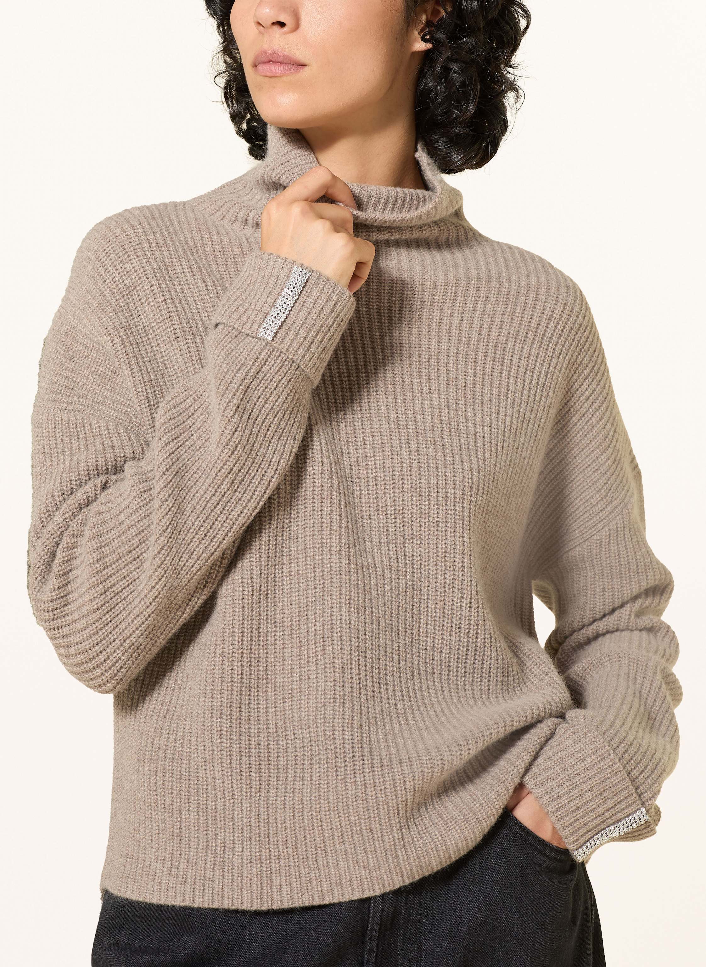 Thumbnail - Princess Goes Hollywood Rollkragenpullover Mit Schmucksteinen beige