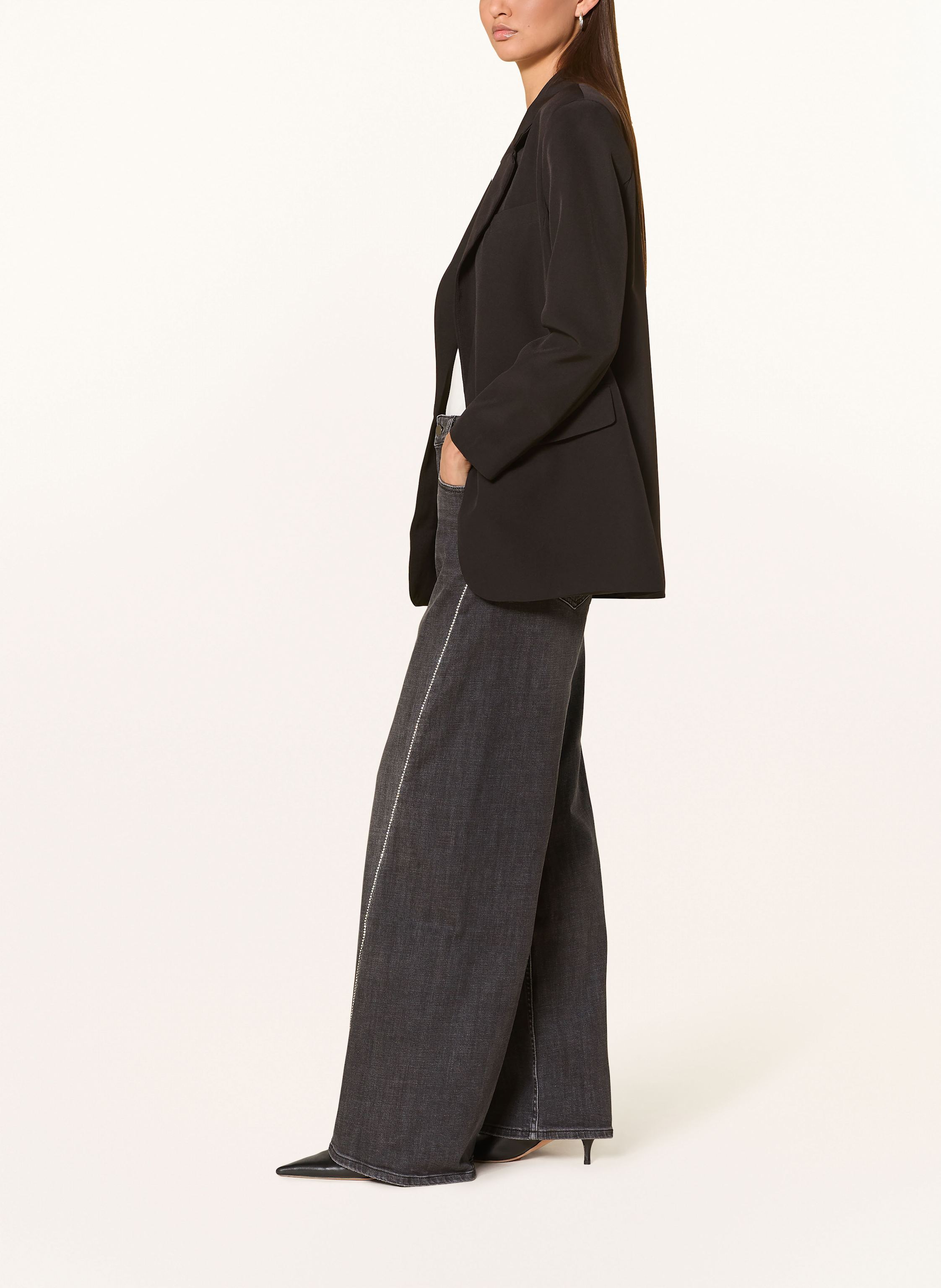 Thumbnail - Elias Rumelis Wide Leg Jeans Alina Glam Mit Schmucksteinen schwarz