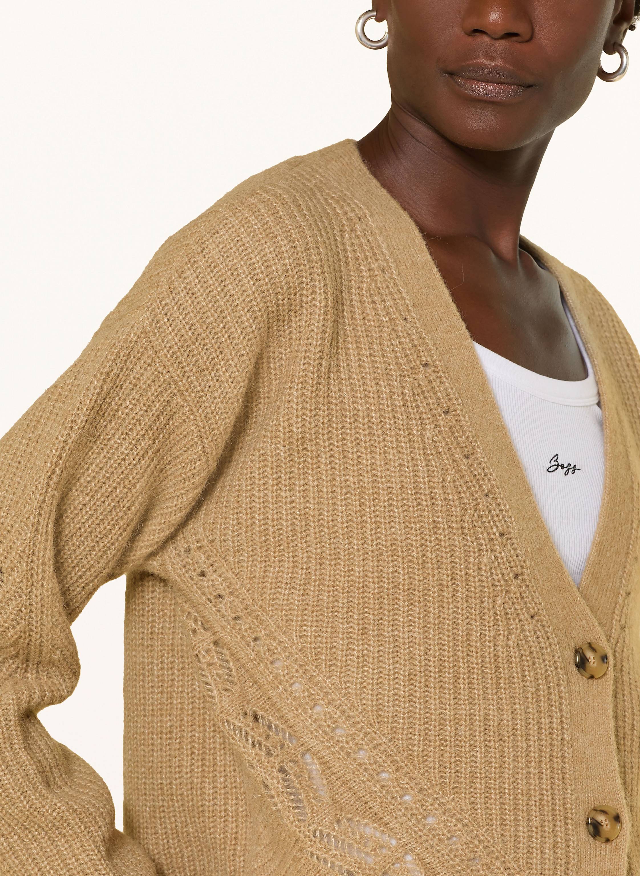 Thumbnail - Boss Strickjacke Fortellini Mit Alpaka braun