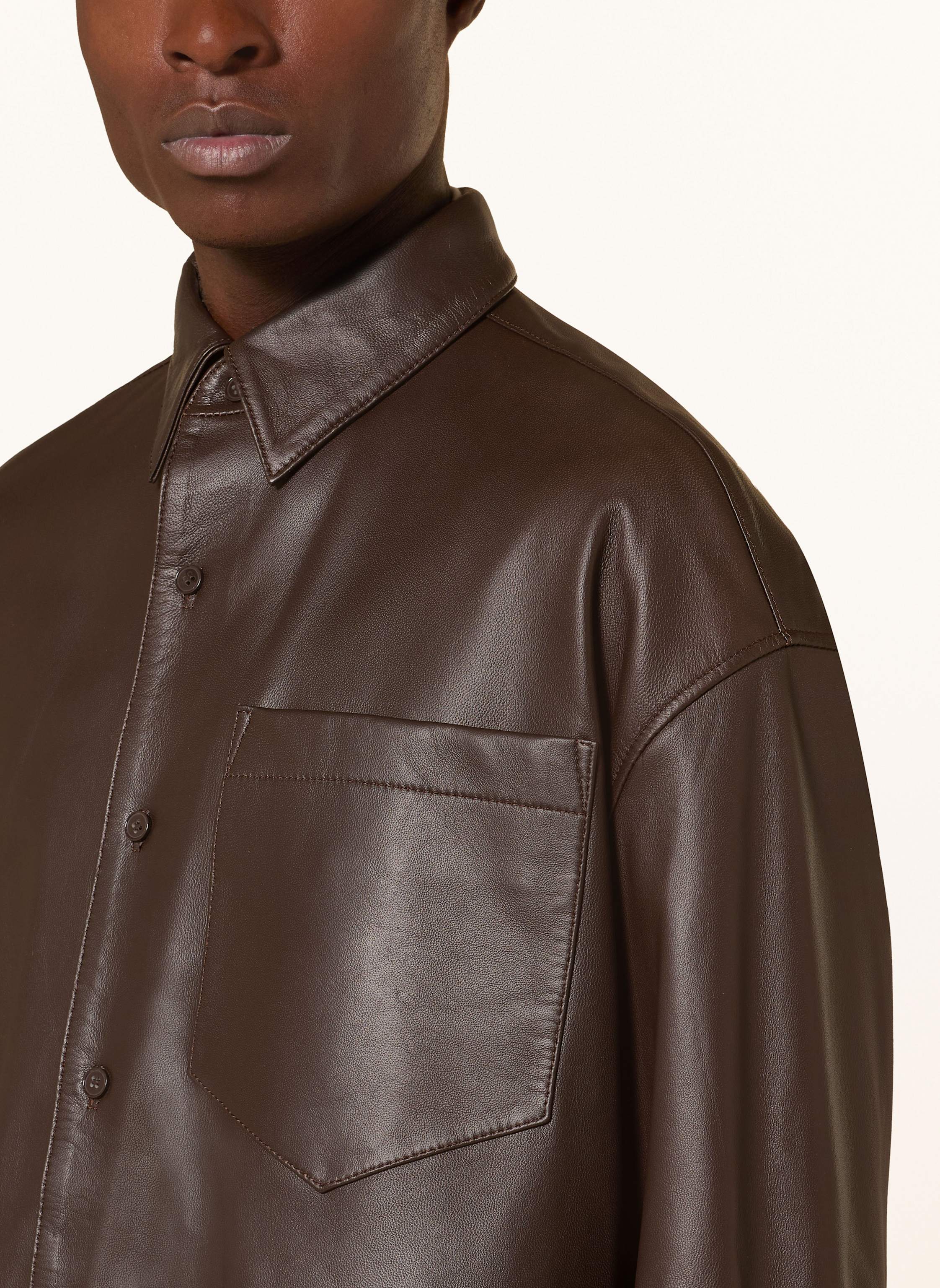 Thumbnail - Studio Seidensticker Leder-Overshirt braun