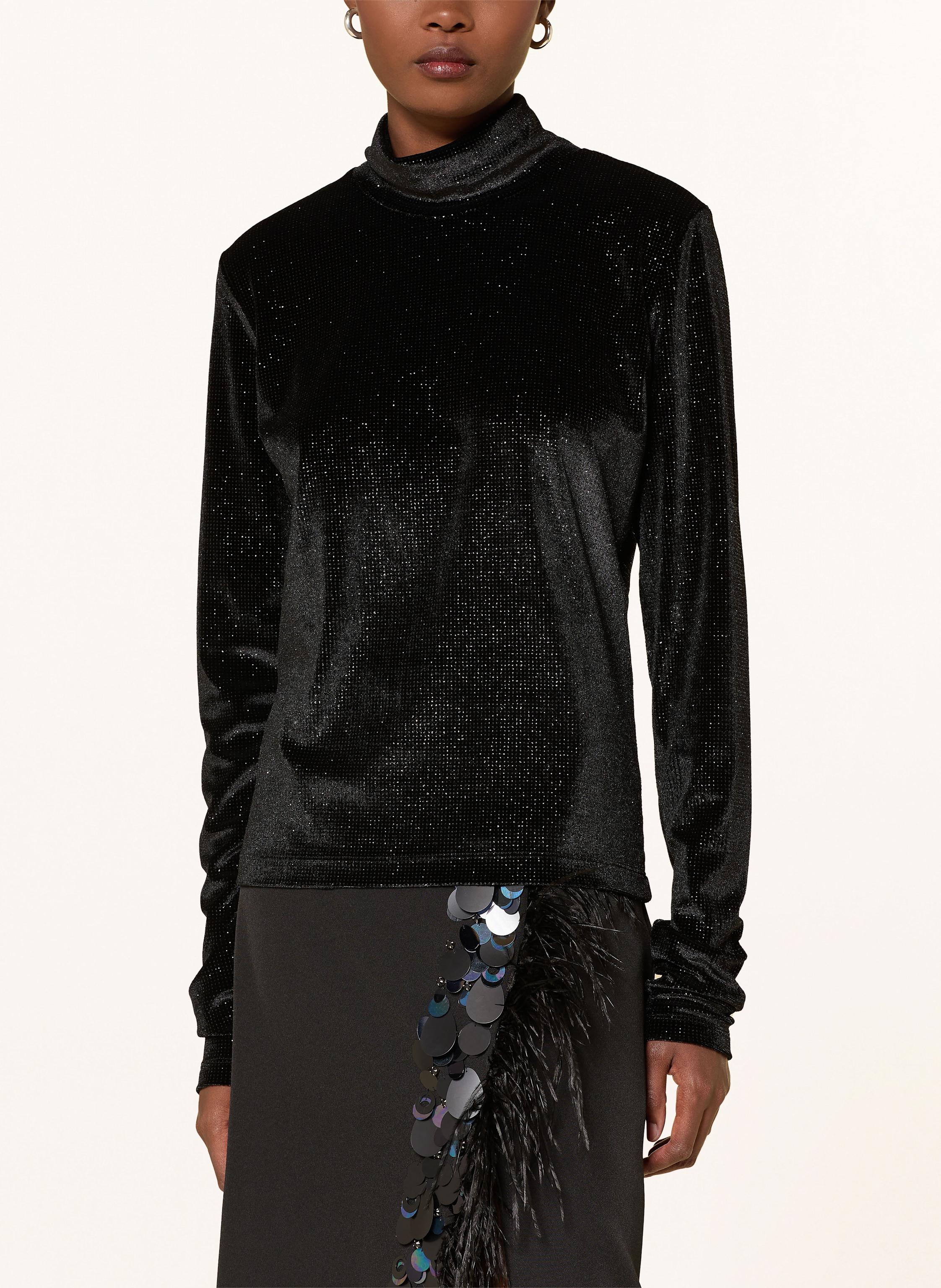 Thumbnail - Essentiel Antwerp Longsleeve Indienne Aus Samt schwarz