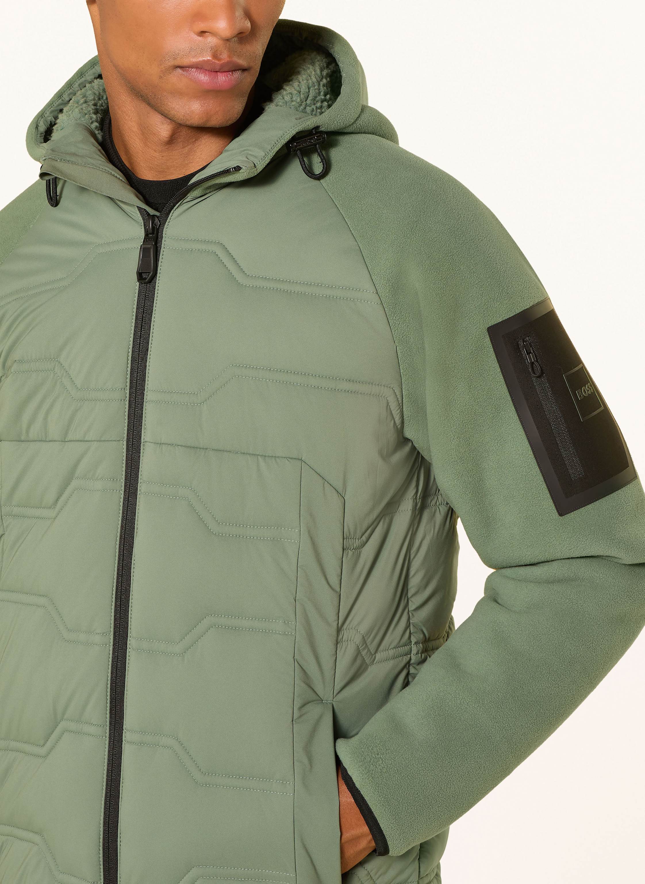 Thumbnail - Boss Steppjacke Ow_Hole19 Im Materialmix gruen
