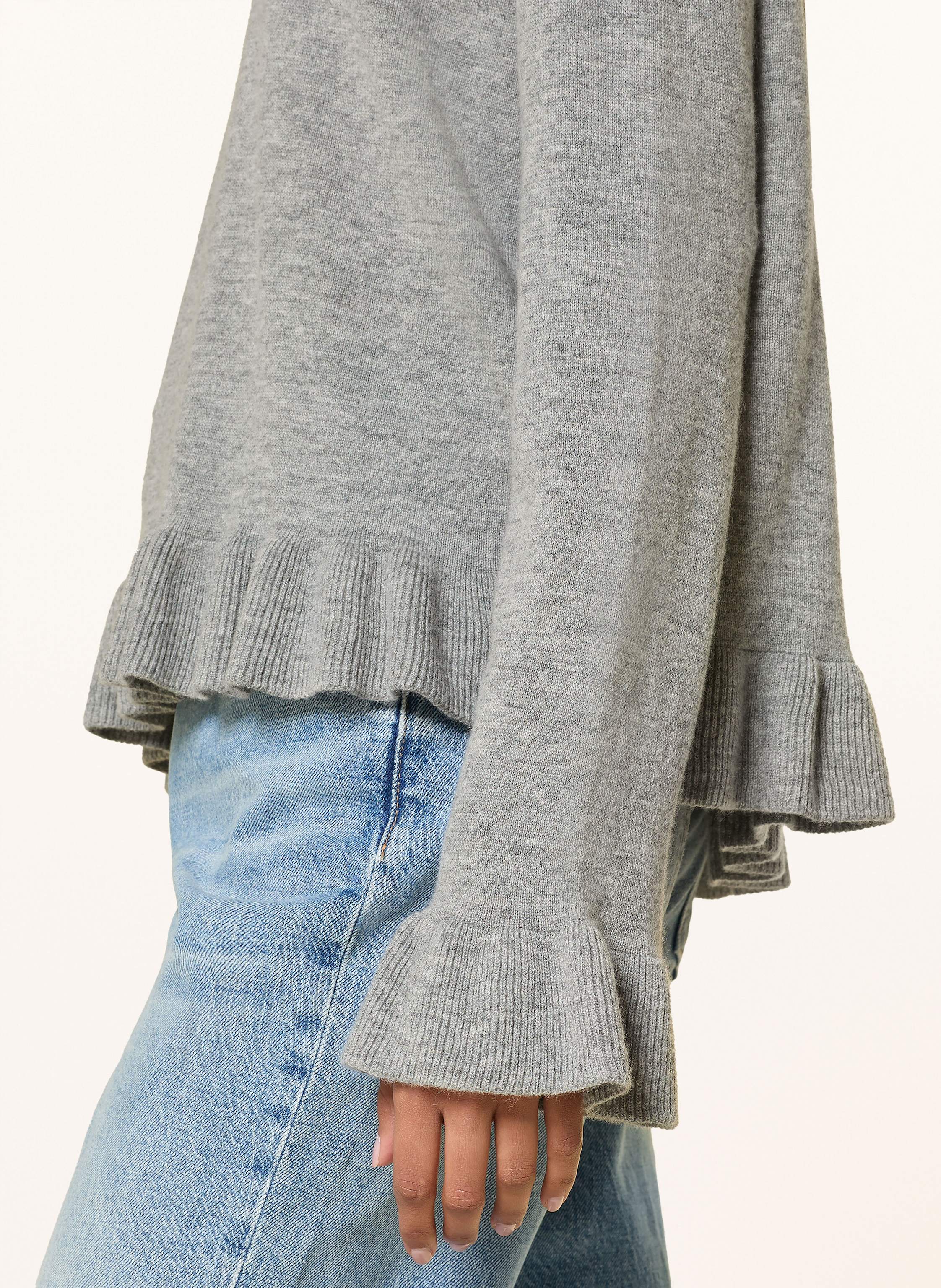 Thumbnail - Allude Pullover Mit Cashmere Und Volants grau