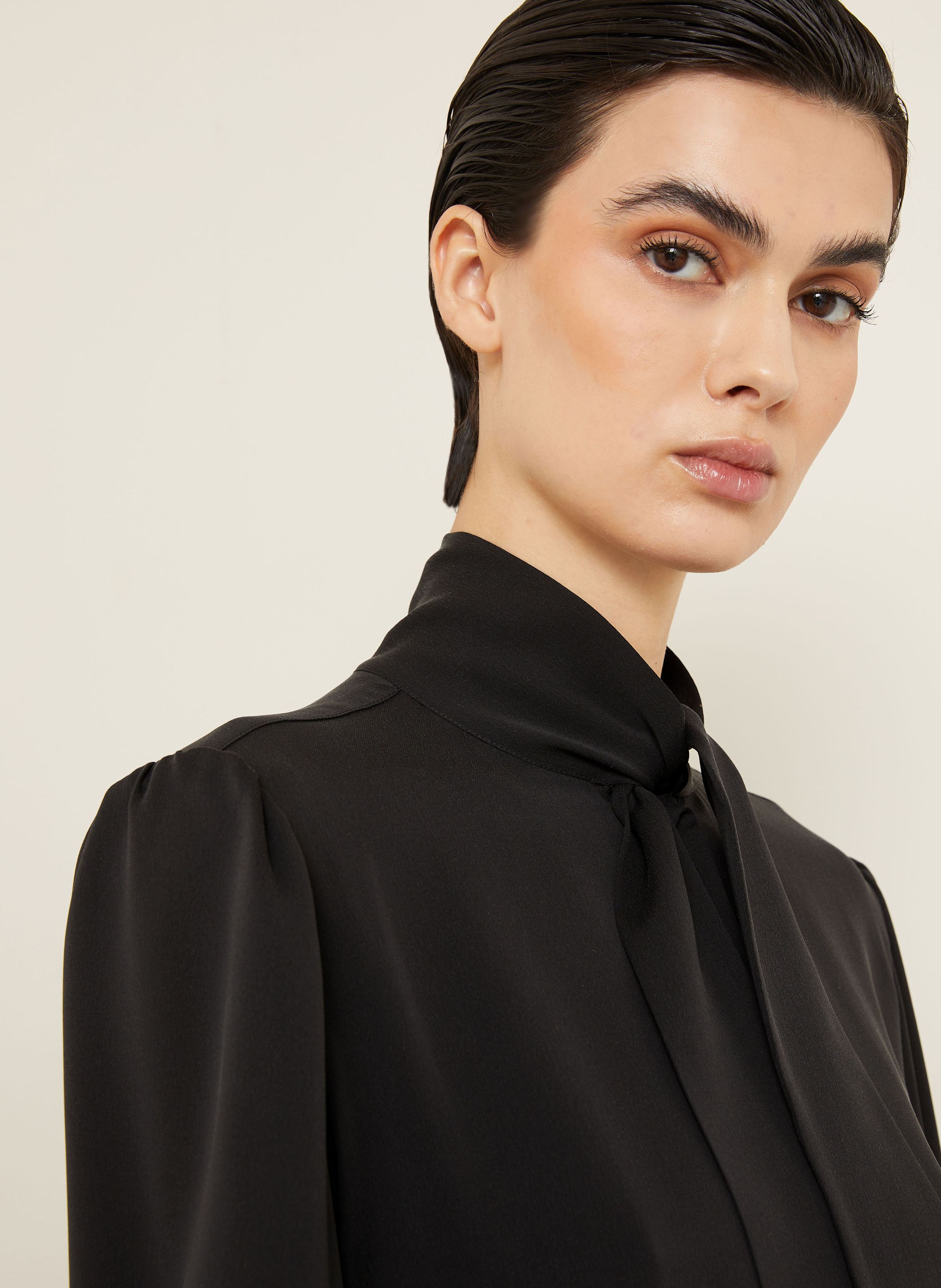 Thumbnail - Max Mara Schluppenbluse Melania Aus Seide schwarz