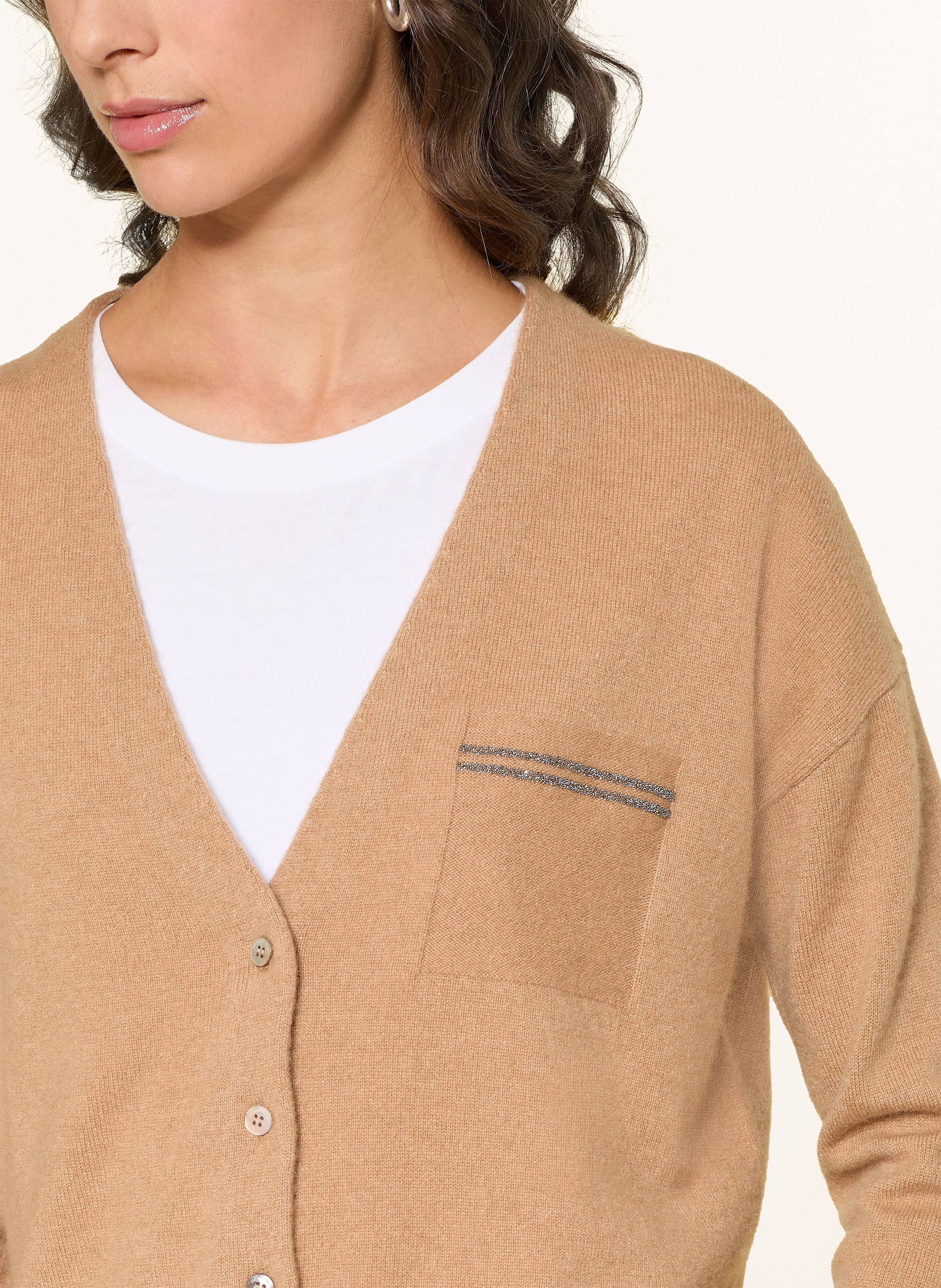 Thumbnail - Hemisphere Strickjacke Aus Cashmere Mit Schmucksteinen braun