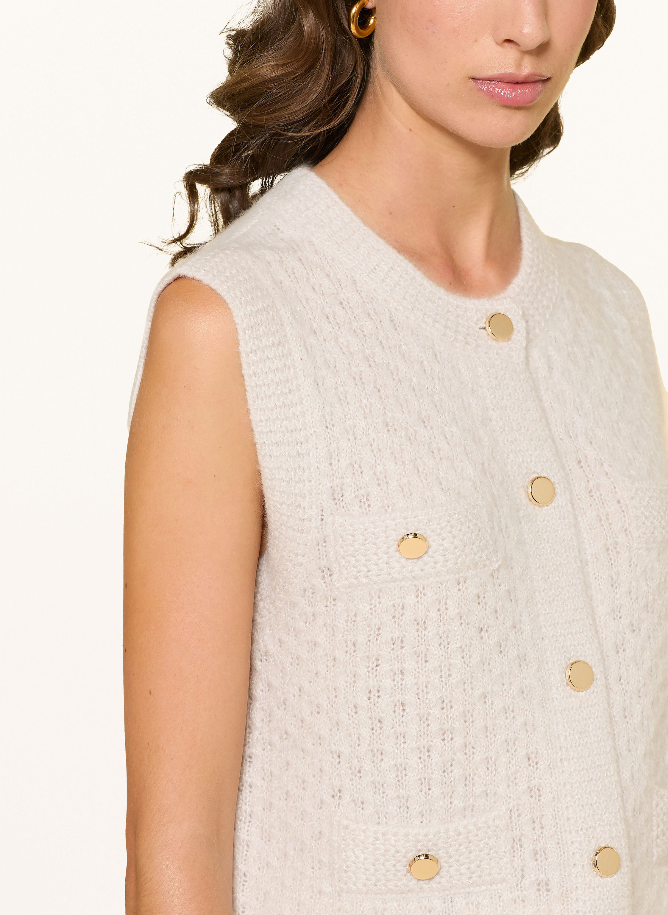 Thumbnail - Hemisphere Strickweste Aus Cashmere Mit Glitzergarn weiss